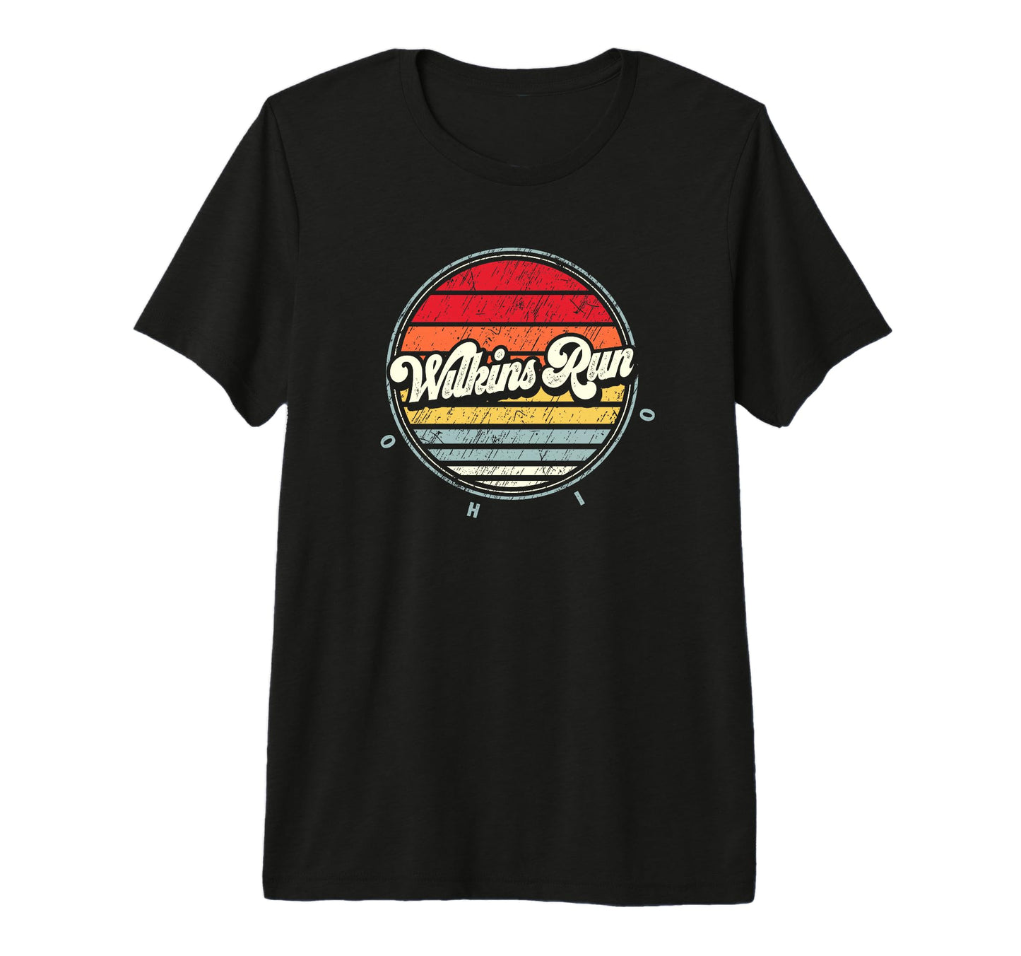 Wilkins Run Home State 70S Sunset Tri T-Shirt - Custom Art Print Men Women - T-Shirt, Sweatshirt, Hoodie