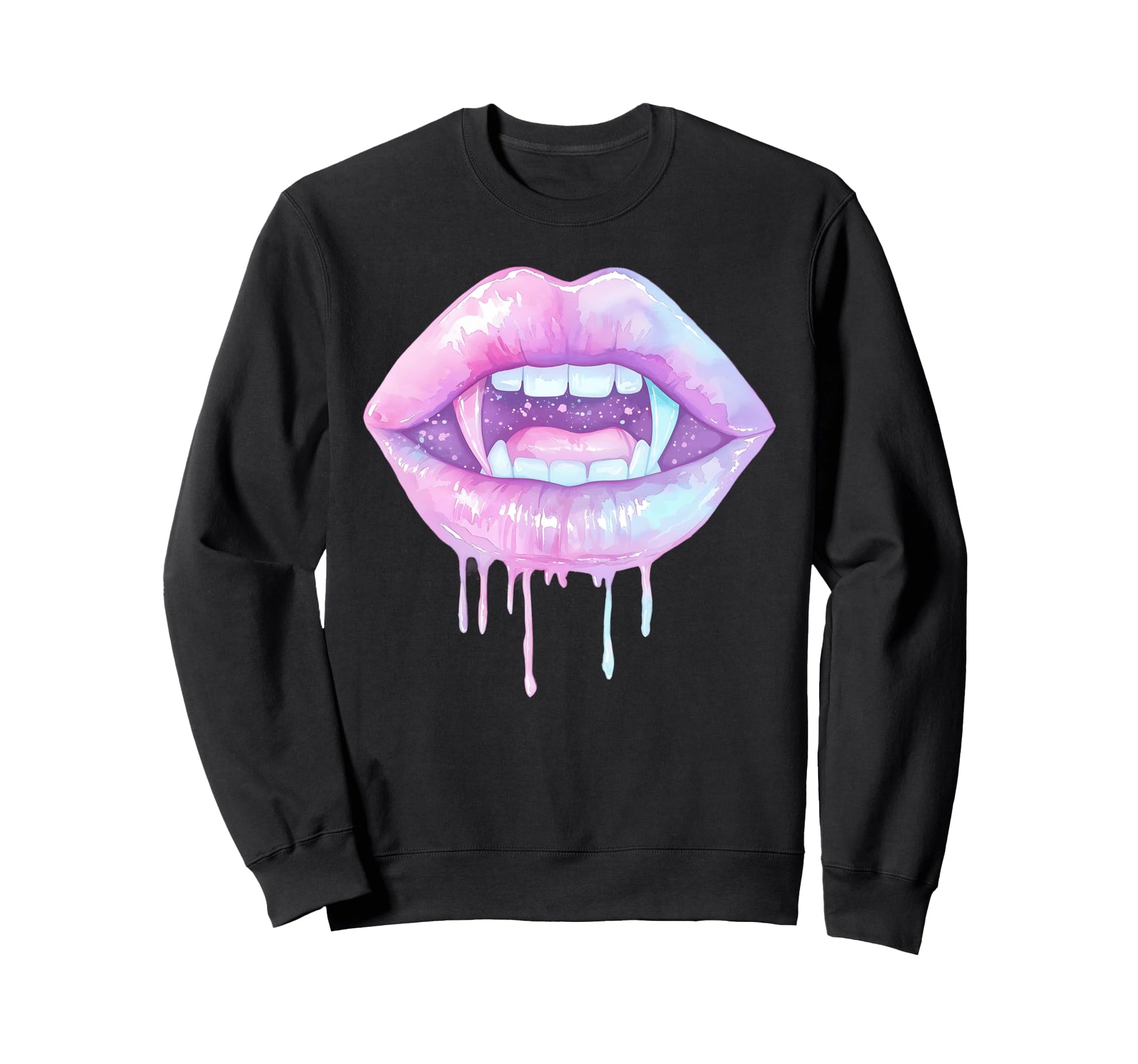 Pastel Goth Vampire Lips Sweatshirt - Fun Novelty Design for Adults - T-Shirt, Sweatshirt, Hoodie