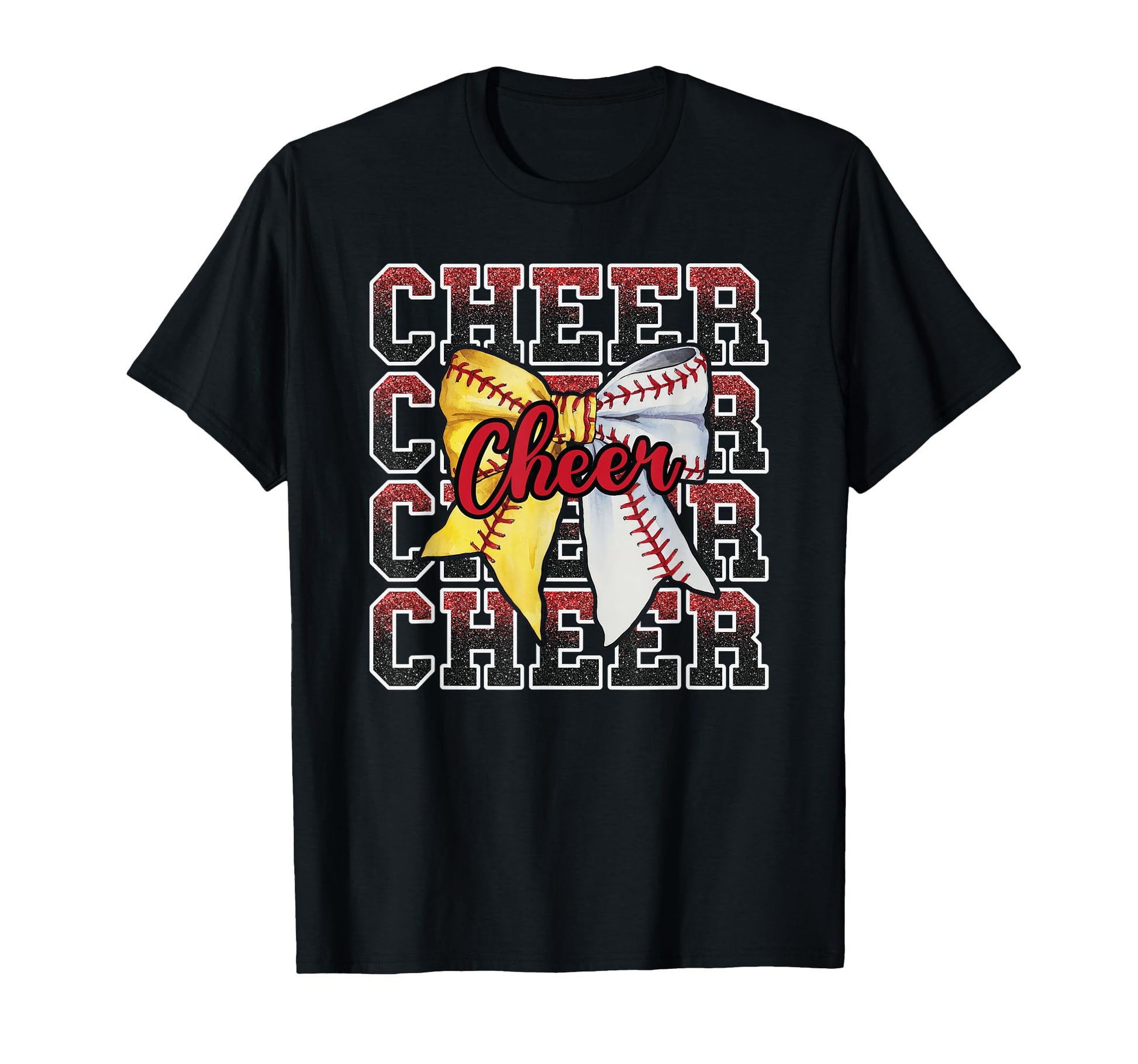 Cheer Squad Coquette Bow Sport Baseball T-Shirt - Custom Art Print Unisex - T-Shirt, Sweatshirt, Hoodie