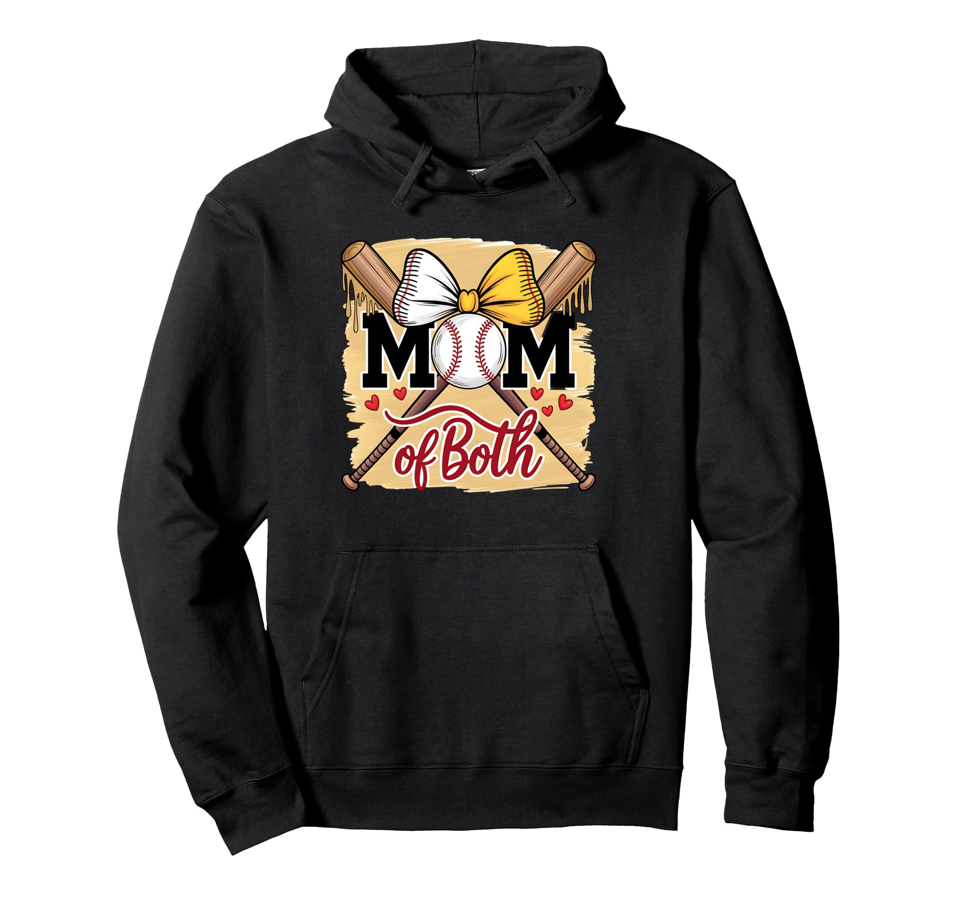 Mom Both Baseball Softball Coquette Bow Hoodie - Graphic Print for Adults - T-Shirt, Sweatshirt, Hoodie