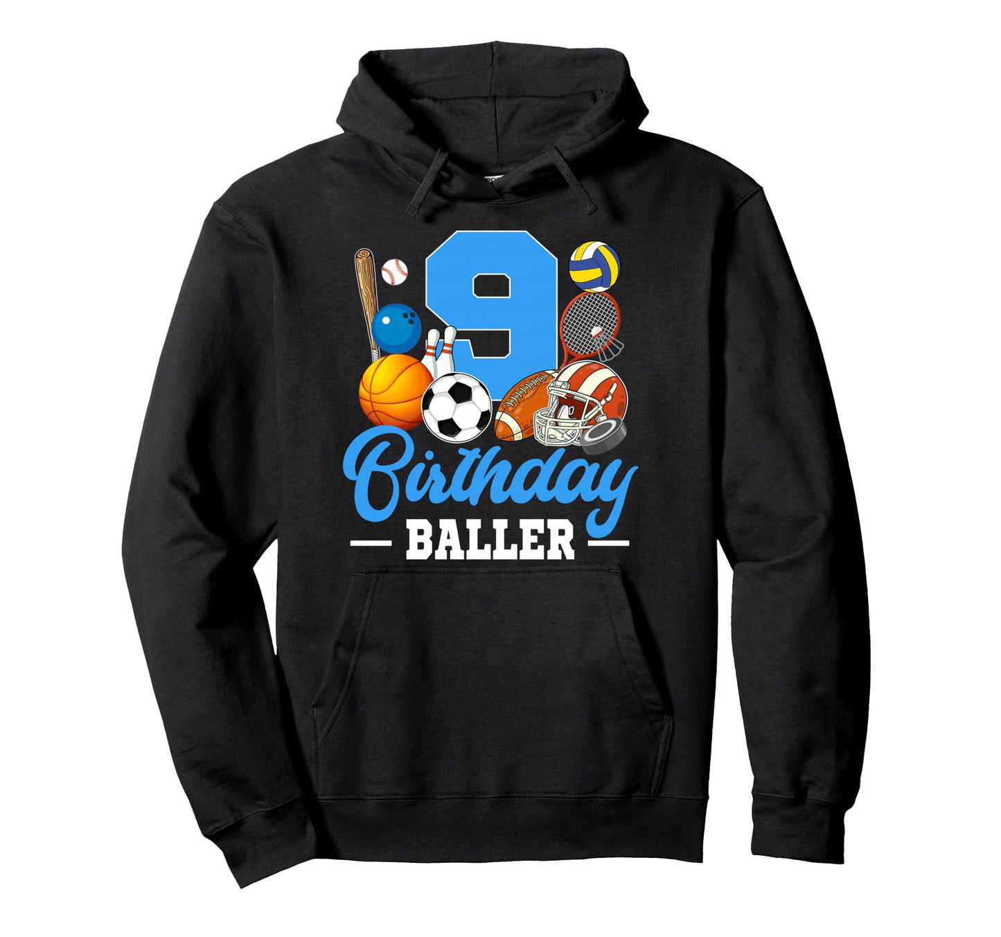 9 Year Old 9Th Birthday Sports Birthday Hoodie - Unique Graphic Men Women - T-Shirt, Sweatshirt, Hoodie