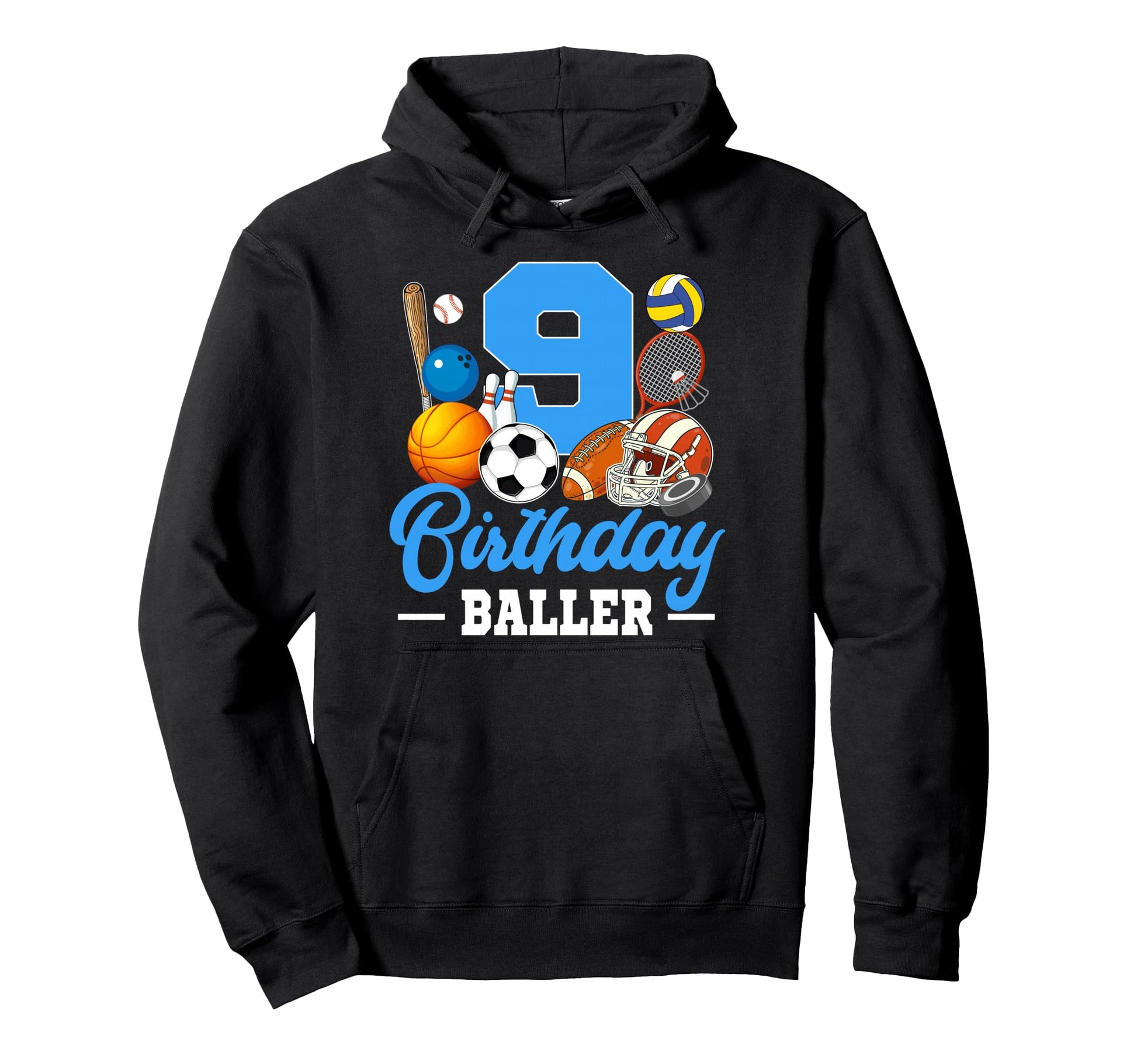 9 Year Old 9Th Birthday Sports Birthday Hoodie - Unique Graphic Men Women - T-Shirt, Sweatshirt, Hoodie