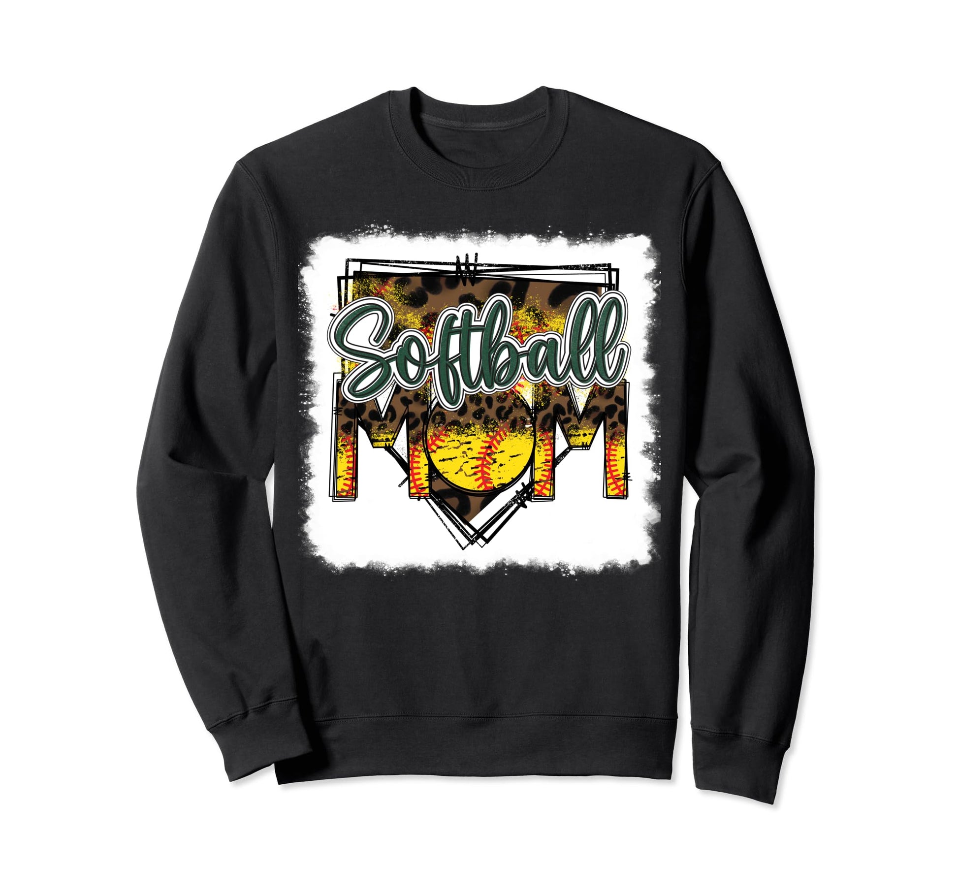 Bleached Softball Mom Leopard Funny Sweatshirt - Trendy Graphic for Adults - T-Shirt, Sweatshirt, Hoodie