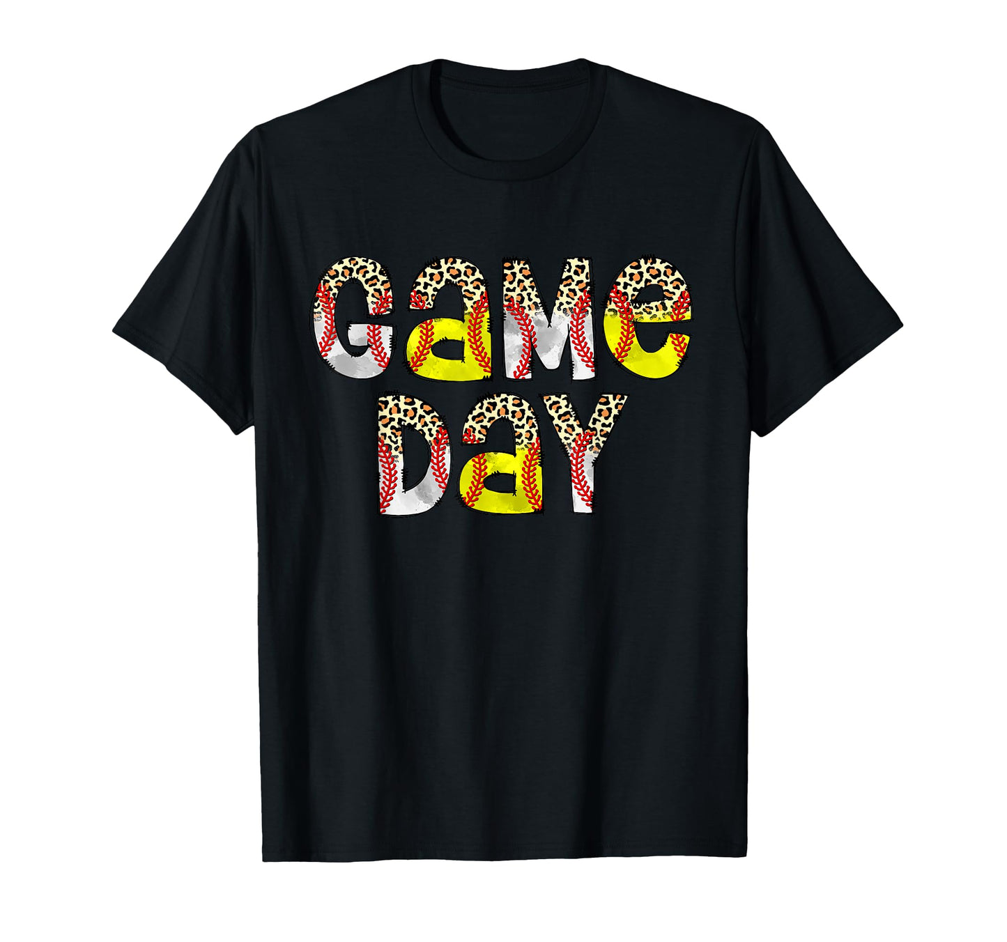 Game Day Leopard Baseball Softball T-Shirt - Custom Art Print for Adults - T-Shirt, Sweatshirt, Hoodie