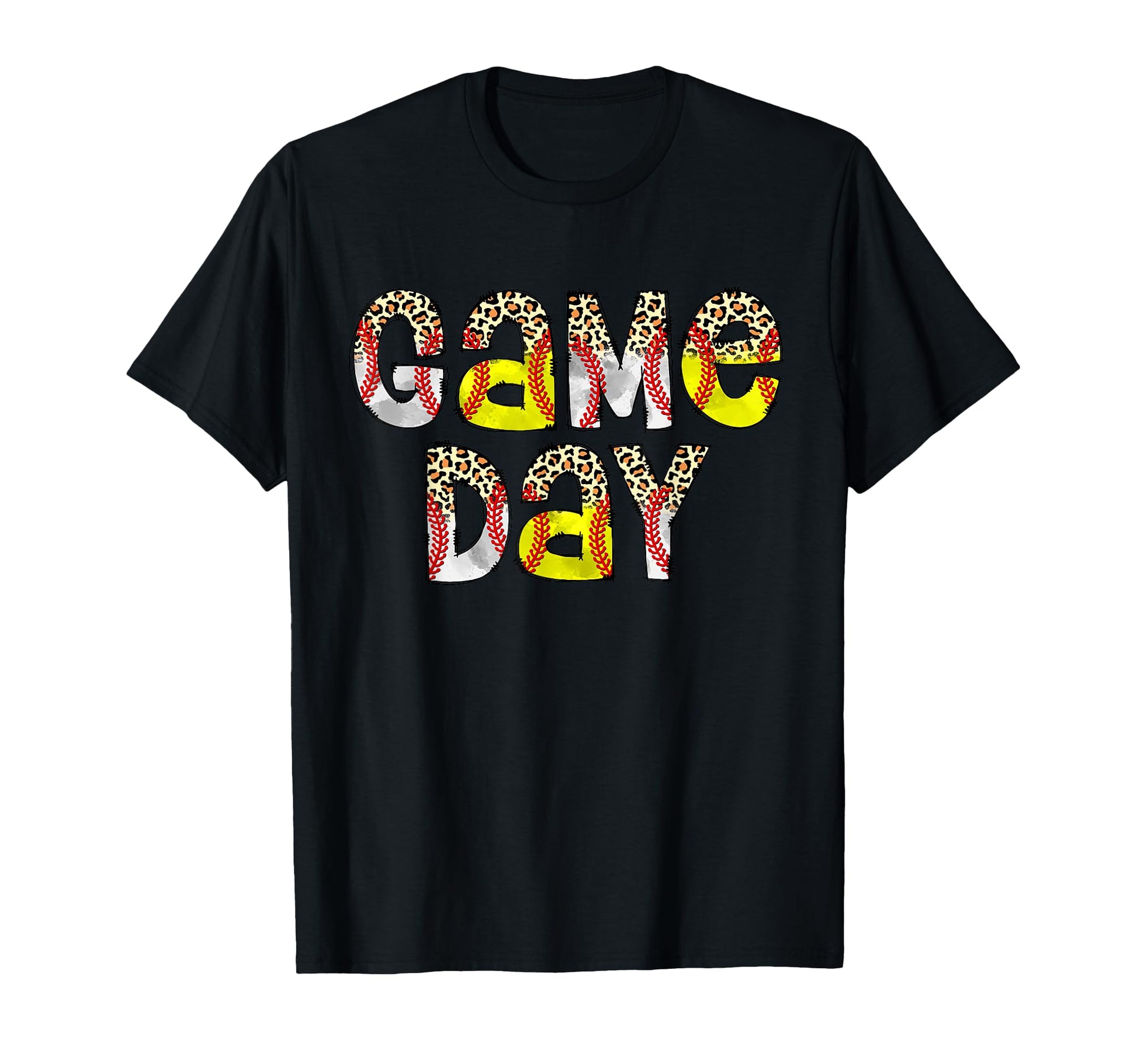 Game Day Leopard Baseball Softball T-Shirt - Custom Art Print for Adults - T-Shirt, Sweatshirt, Hoodie