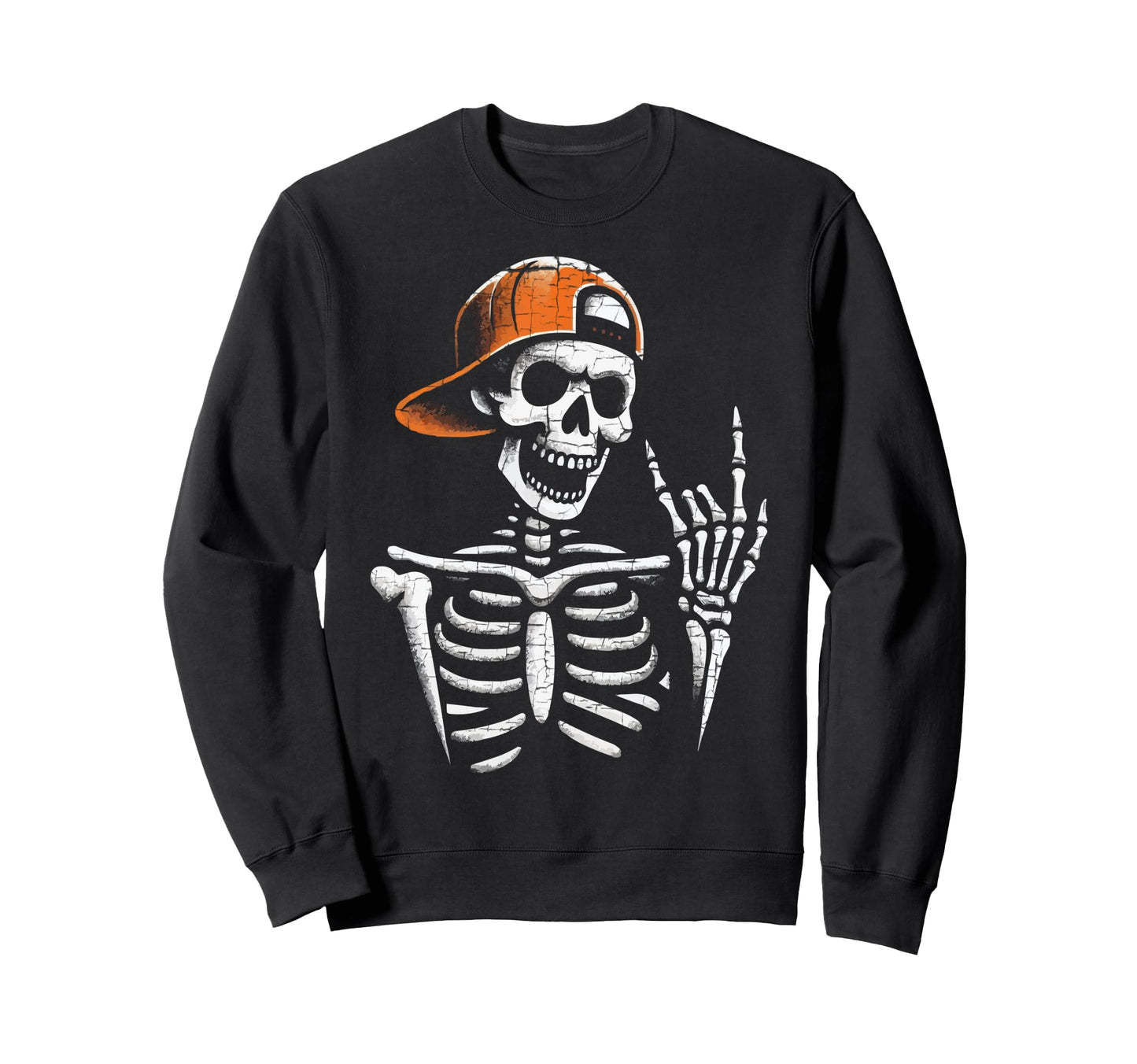 Skeleton Sunglasses Rock Sign Sweatshirt - Unique Graphic for Adults - T-Shirt, Sweatshirt, Hoodie