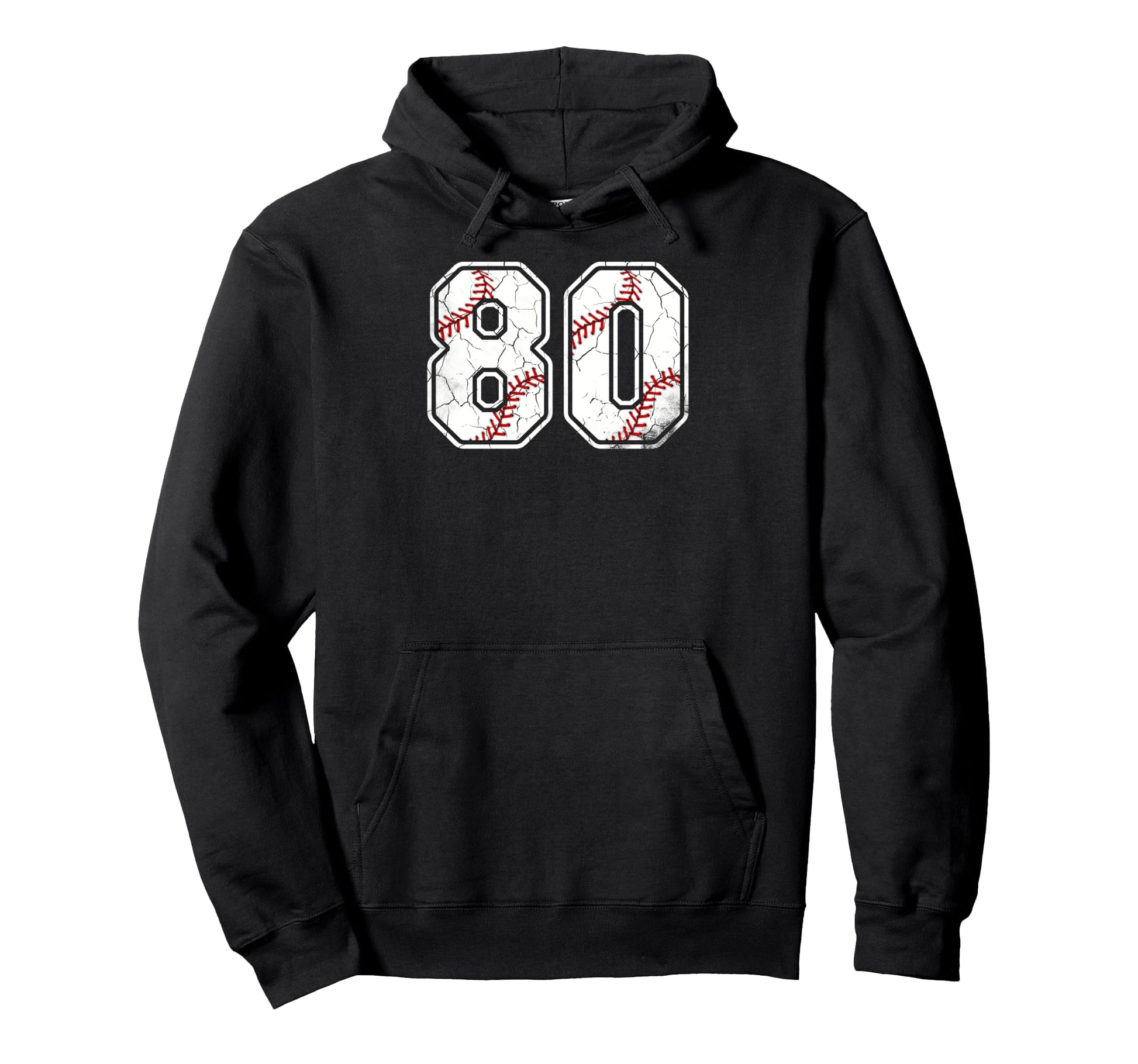 Distressed 80Th Birthday Baseball 80 Hoodie - Novelty Apparel Men Women - T-Shirt, Sweatshirt, Hoodie