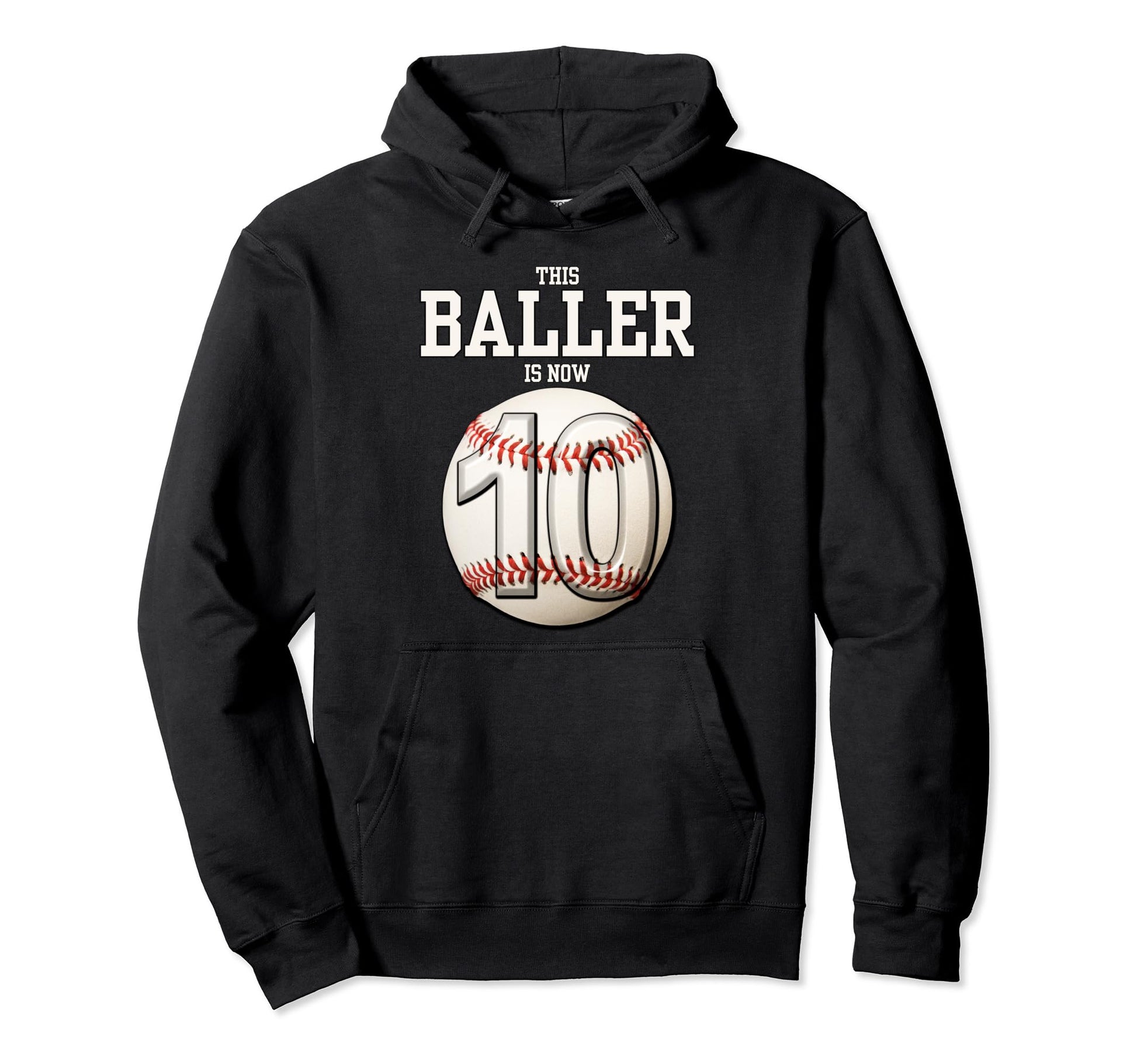 10 Years Old Baseball Themed 10Th Hoodie - Custom Art Print for Adults - T-Shirt, Sweatshirt, Hoodie