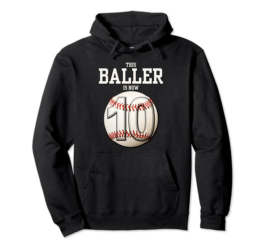 10 Years Old Baseball Themed 10Th Hoodie - Custom Art Print for Adults - T-Shirt, Sweatshirt, Hoodie