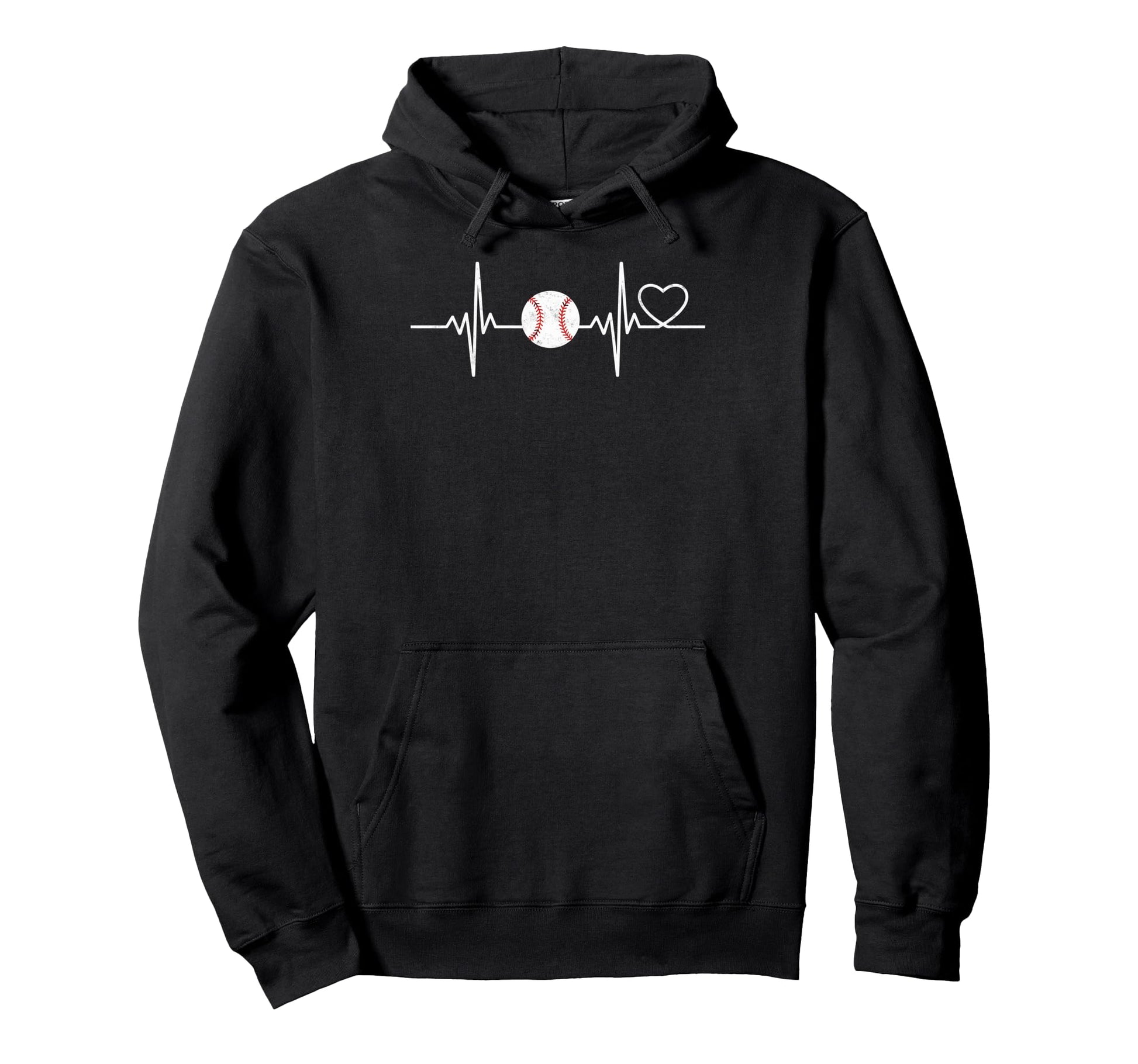 Baseball Ball Heartbeat Player Coach Dad Hoodie - Graphic Print Men Women - T-Shirt, Sweatshirt, Hoodie
