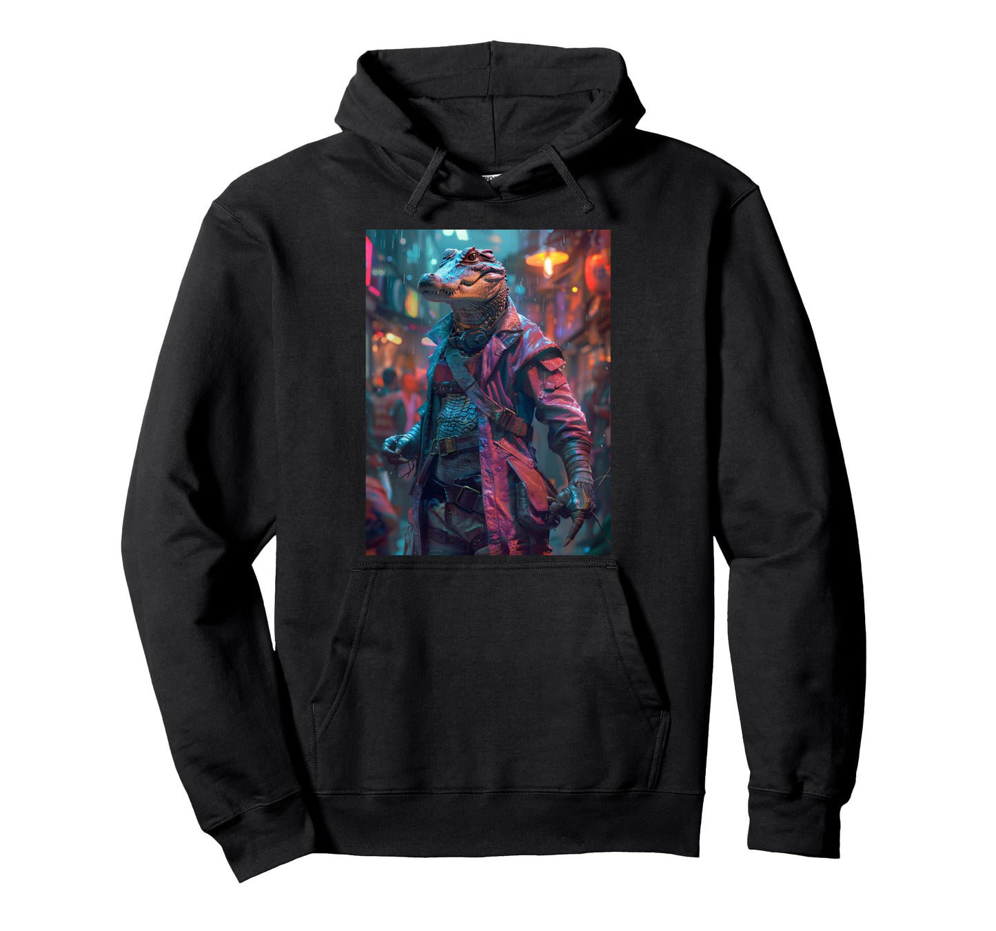 Synthwave Retrowave Crocodile 70S 80S Hoodie - Fun Novelty Design Unisex - T-Shirt, Sweatshirt, Hoodie