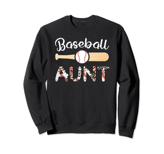 Baseball Aunt Funny Leopard Baseball Sweatshirt - Graphic Print for Adults - T-Shirt, Sweatshirt, Hoodie