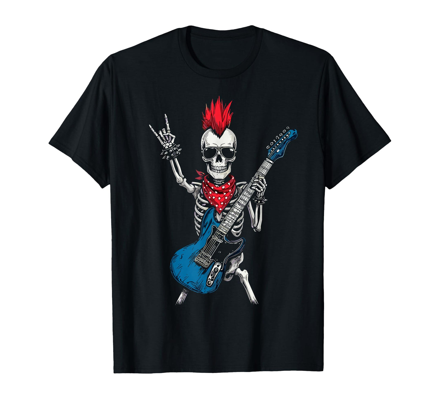 Funny Skeleton Playing Guitar Usa T-Shirt - Fun Novelty Design for Adults - T-Shirt, Sweatshirt, Hoodie