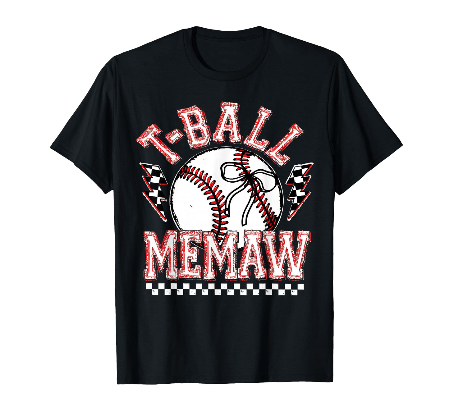 T Ball Memaw Checkered Coquette Bow T-Shirt - Minimalist Print for Adults - T-Shirt, Sweatshirt, Hoodie