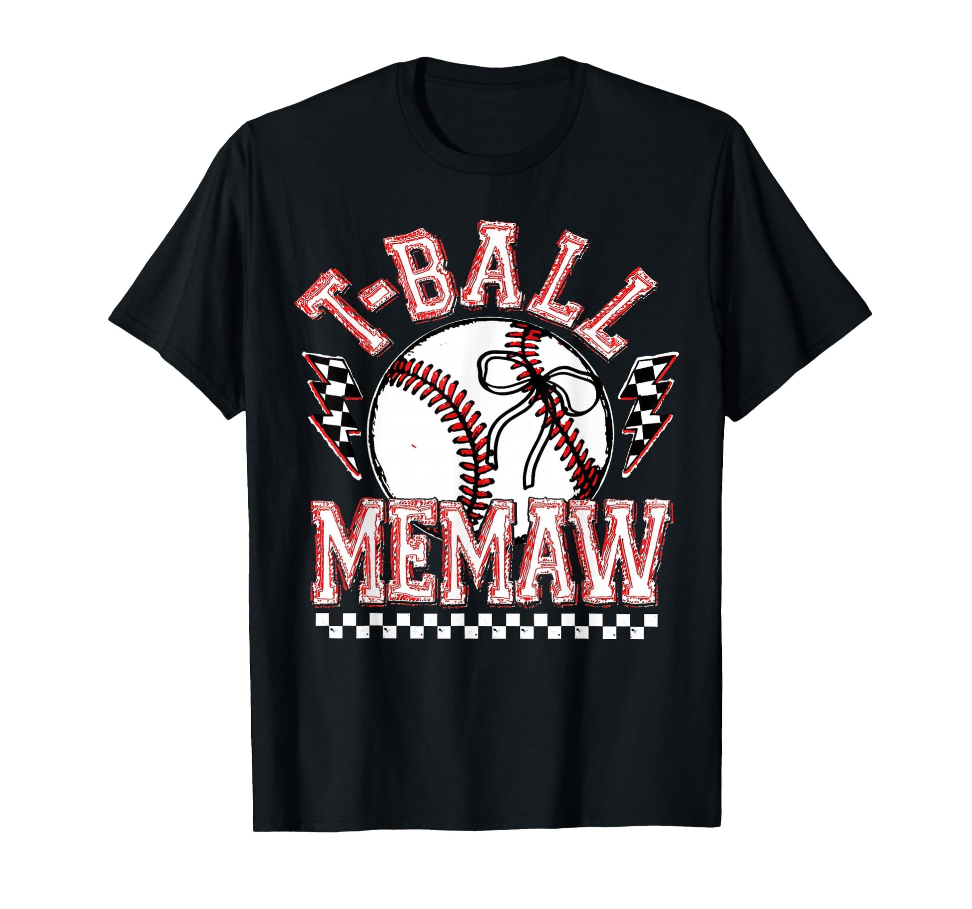 T Ball Memaw Checkered Coquette Bow T-Shirt - Minimalist Print for Adults - T-Shirt, Sweatshirt, Hoodie