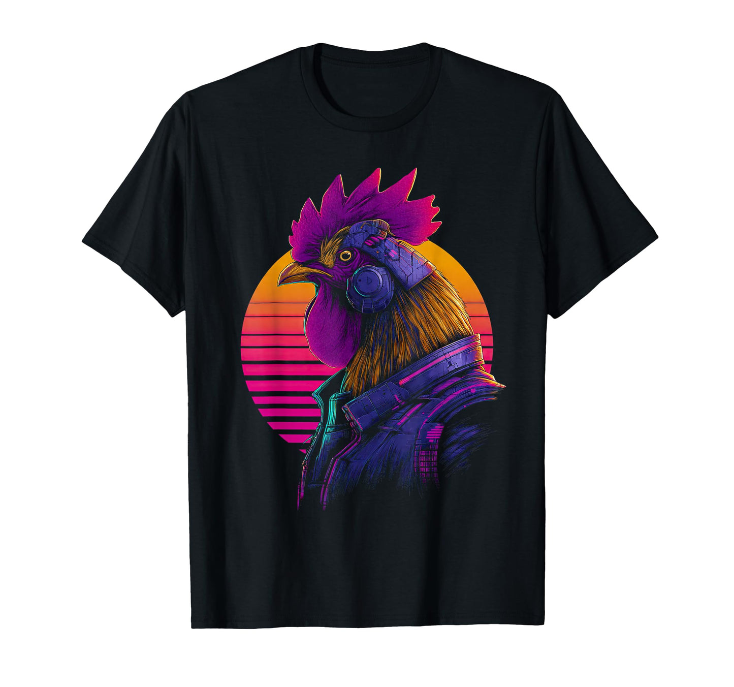 Cyberpunk Rooster Sci Fi Synthwave T-Shirt - Unique Graphic for Adults - T-Shirt, Sweatshirt, Hoodie