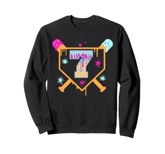 7Th Birthday Baseball Drip 7 Year Sweatshirt - Novelty Apparel for Adults - T-Shirt, Sweatshirt, Hoodie