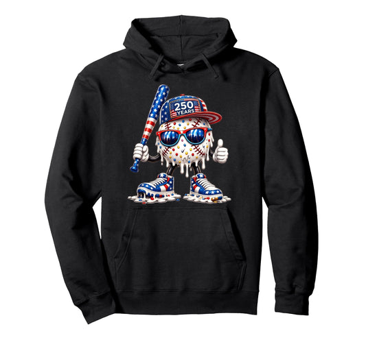250 Years Baseball Ice Cream Drip 4Th Hoodie - Custom Art Print Men Women - T-Shirt, Sweatshirt, Hoodie