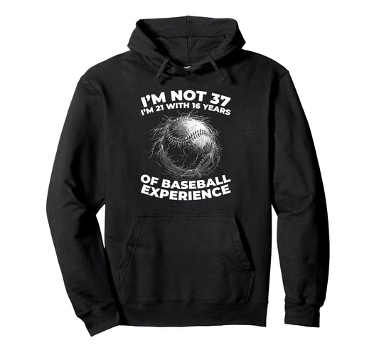 37 Years Old Baseballer Baseball Hoodie - Custom Art Print Men Women - T-Shirt, Sweatshirt, Hoodie
