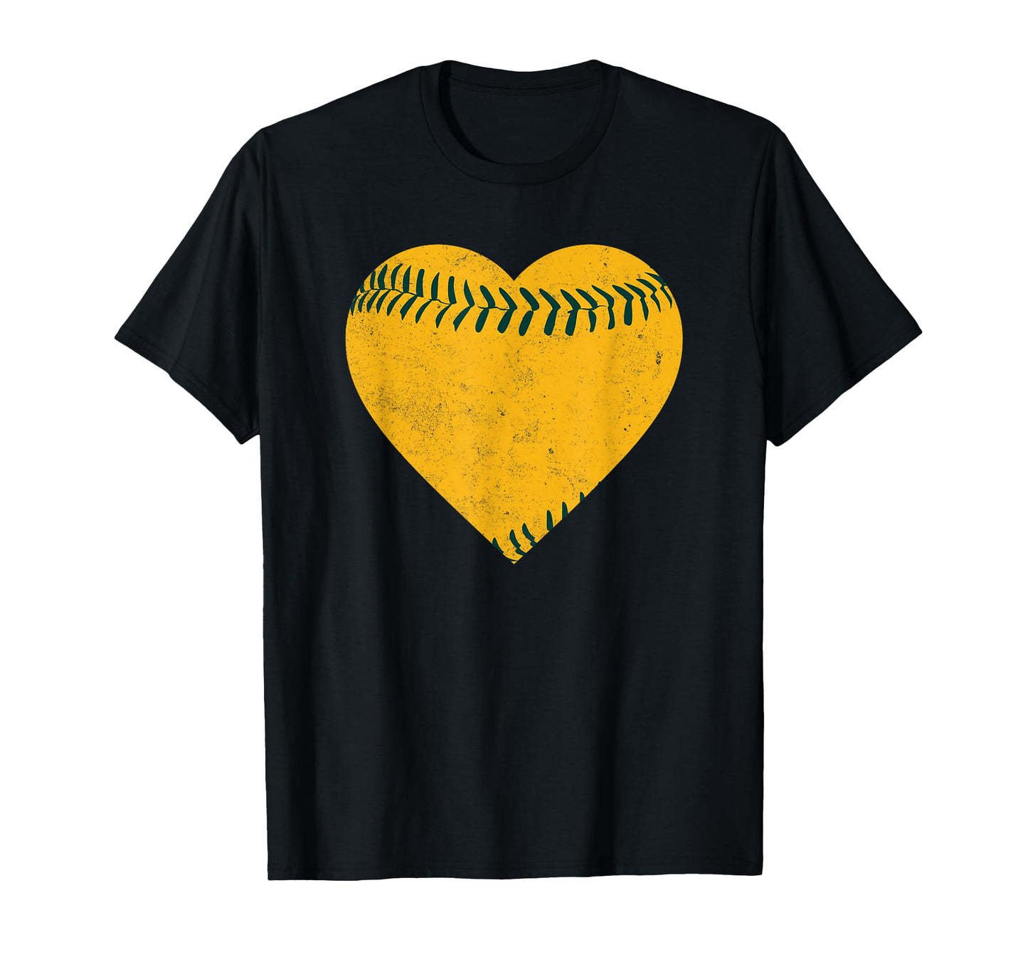 Gold And Green Baseball Heart T-Shirt - Graphic Print Men Women - T-Shirt, Sweatshirt, Hoodie