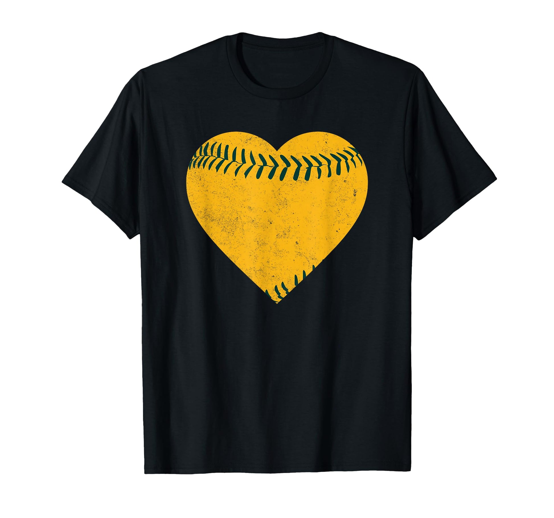 Gold And Green Baseball Heart T-Shirt - Graphic Print Men Women - T-Shirt, Sweatshirt, Hoodie