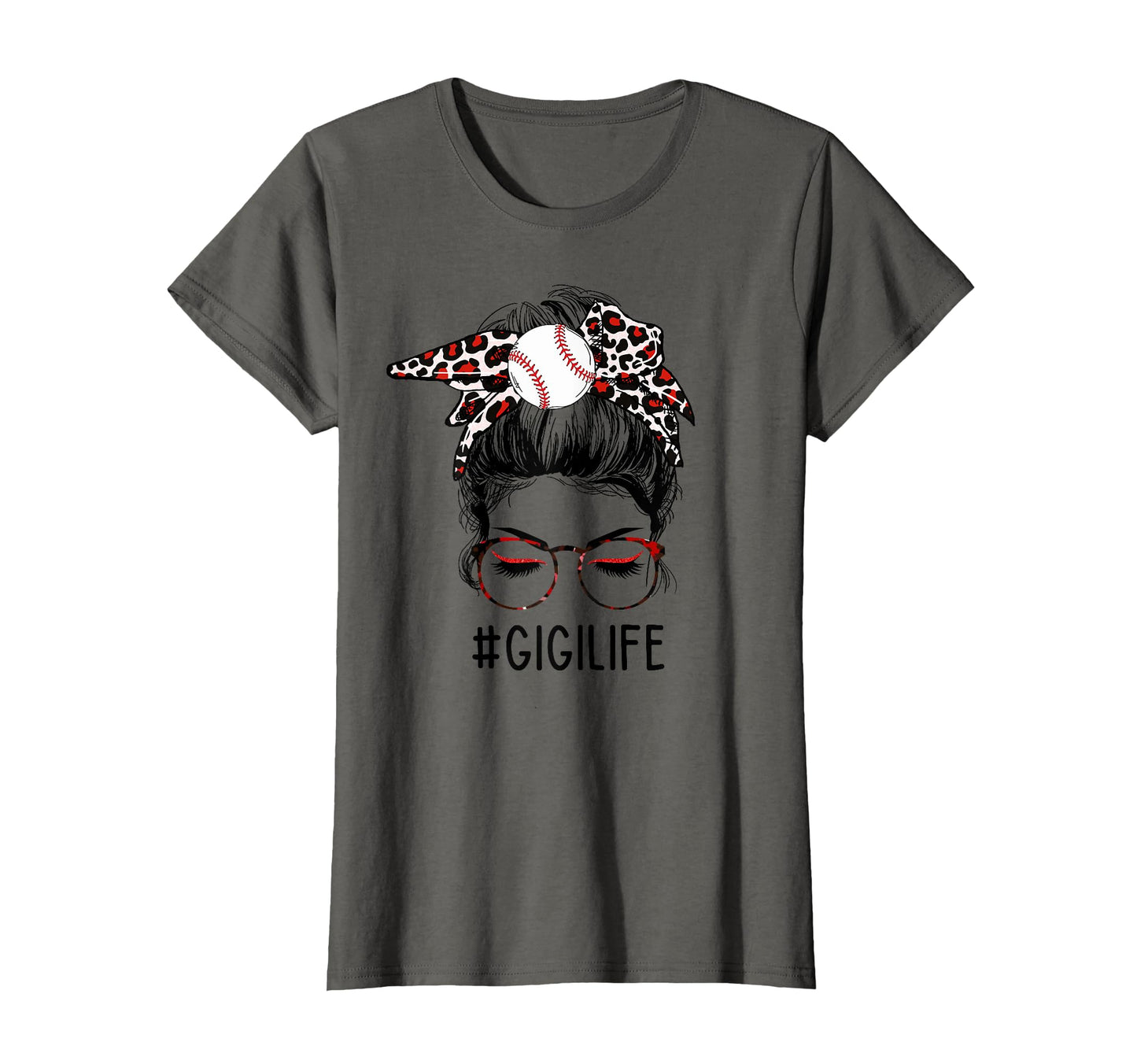 Leopard Messy Bun Baseball Gi Gi T-Shirt - Minimalist Print for Adults - T-Shirt, Sweatshirt, Hoodie