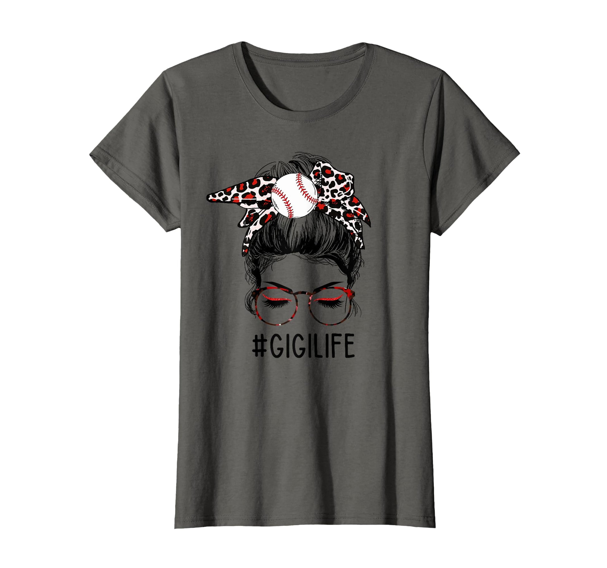 Leopard Messy Bun Baseball Gi Gi T-Shirt - Minimalist Print for Adults - T-Shirt, Sweatshirt, Hoodie