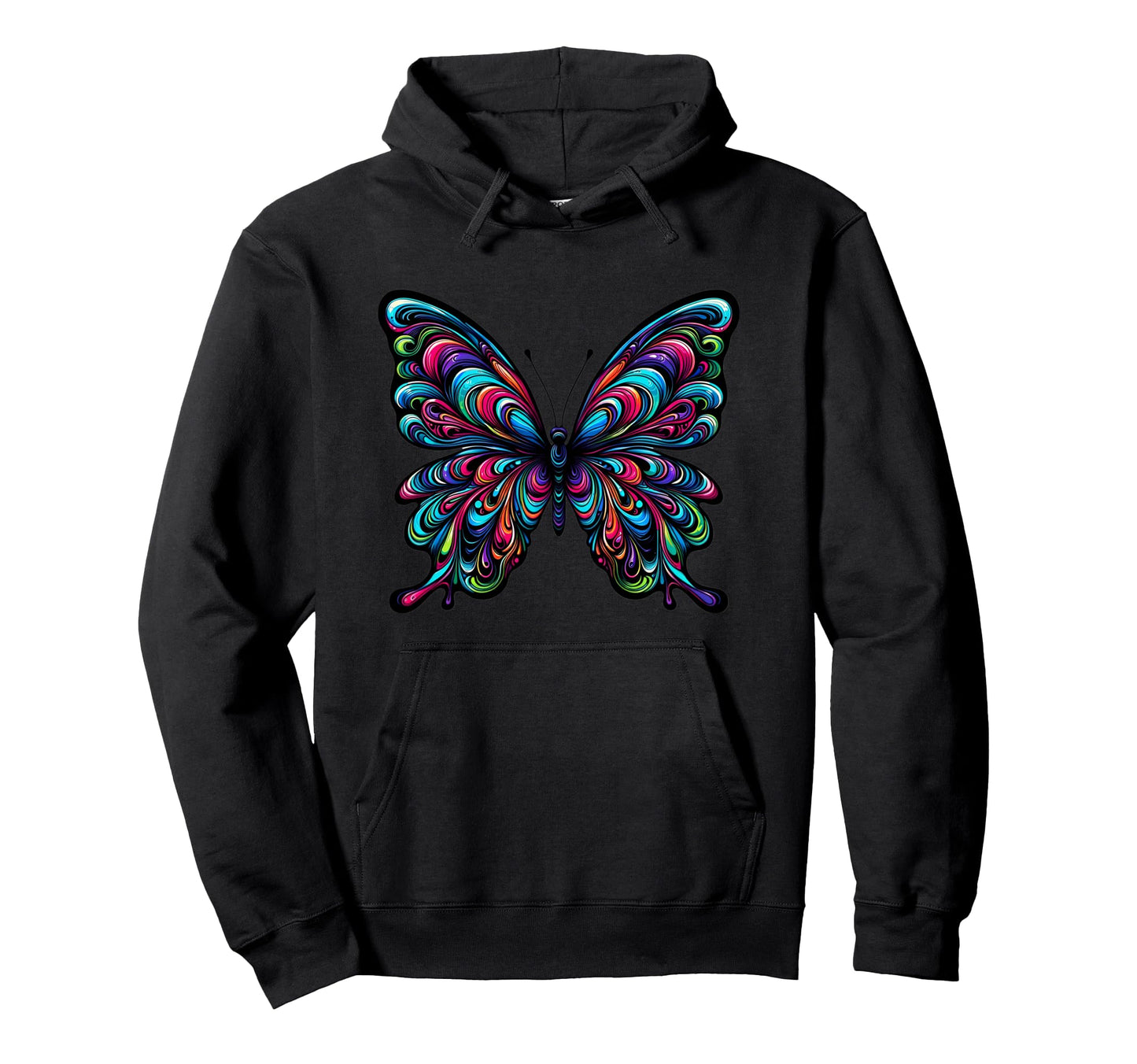 Psychedelic Butterfly Vibrant Color Hoodie - Casual Everyday Wear Unisex - T-Shirt, Sweatshirt, Hoodie