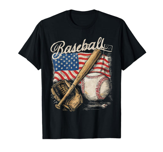American Flag Baseball Player Bat T-Shirt - Streetwear Style for Adults - T-Shirt, Sweatshirt, Hoodie