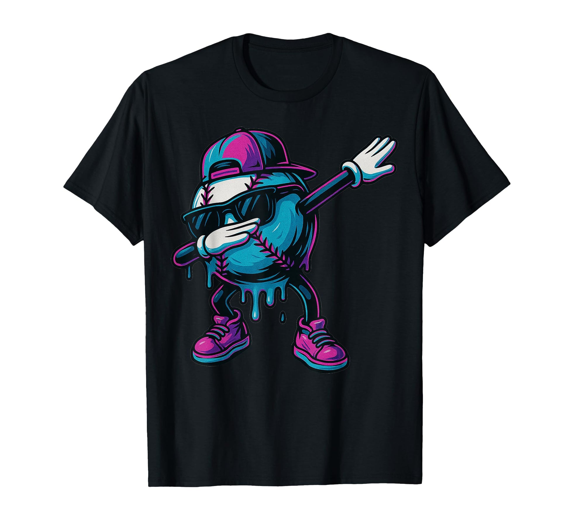 Baseball Dripping Ice Cream Funny T-Shirt - Fun Novelty Design Men Women - T-Shirt, Sweatshirt, Hoodie