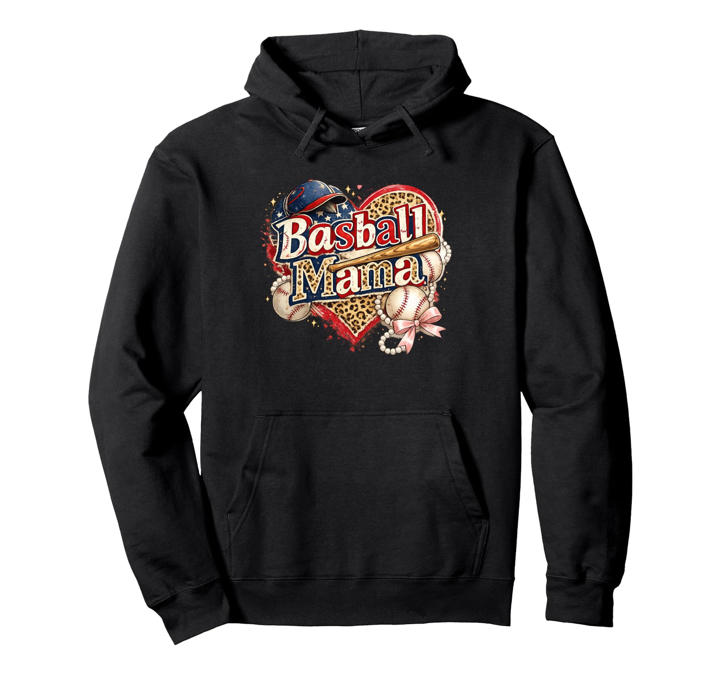 Baseball Mama Patriotic Leopard Hoodie - Custom Art Print for Adults - T-Shirt, Sweatshirt, Hoodie