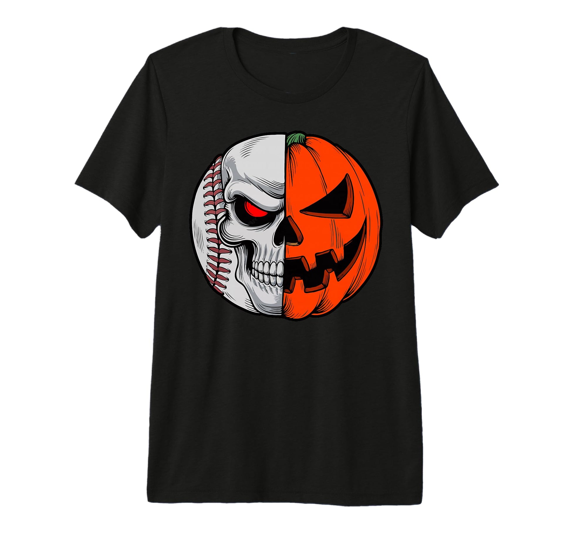 Halloween Skull Baseball Pumpkin T-Shirt - Trendy Graphic for Adults - T-Shirt, Sweatshirt, Hoodie