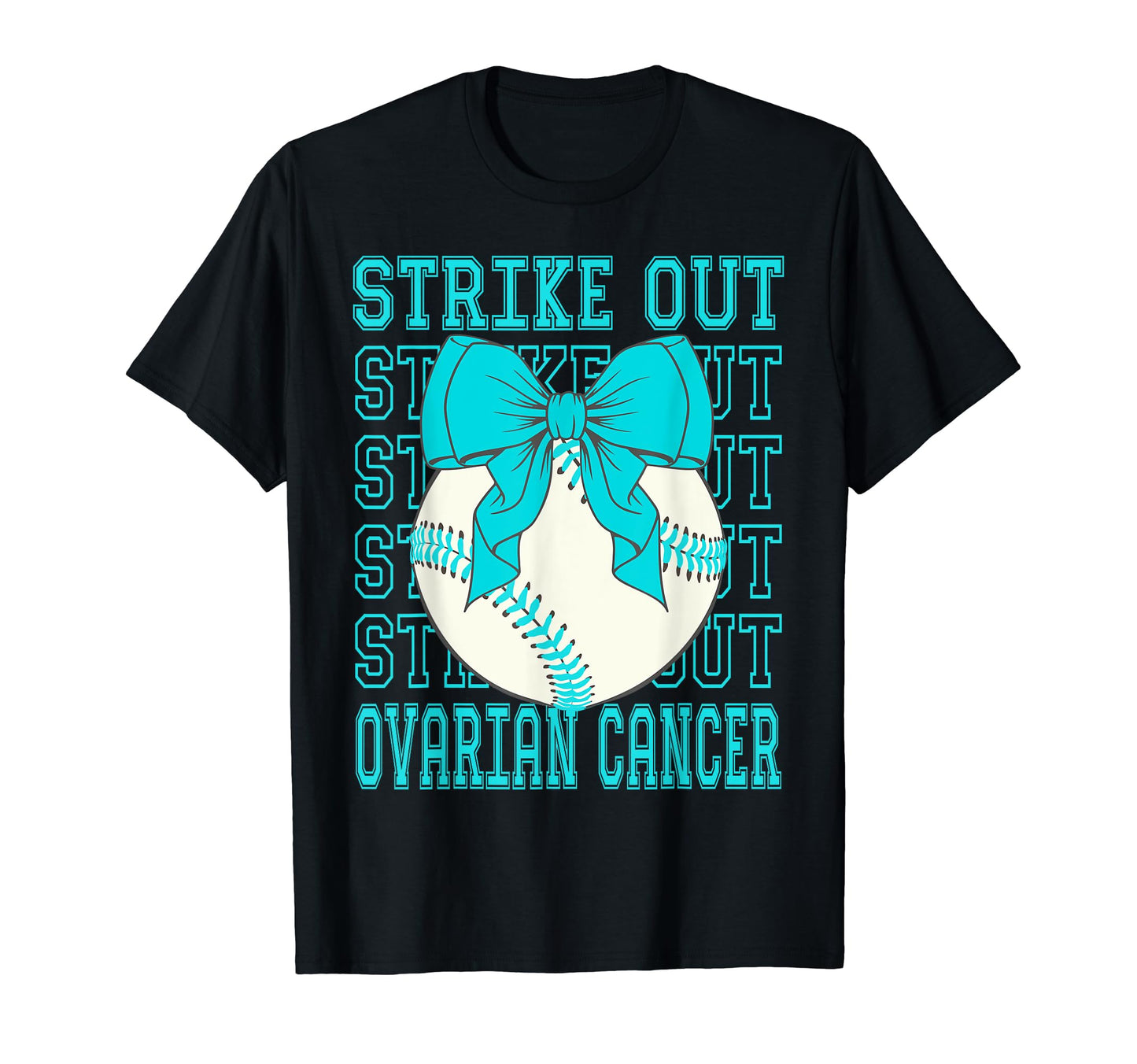 Ovarian Cancer Awareness Teal Coquette T-Shirt - Unique Graphic Unisex - T-Shirt, Sweatshirt, Hoodie