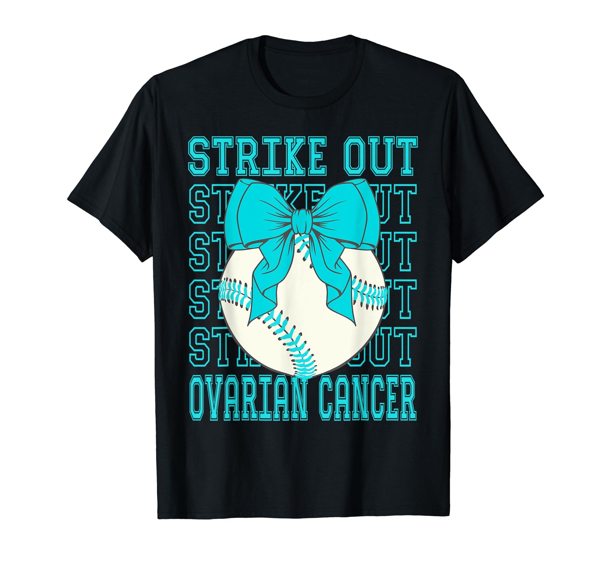Ovarian Cancer Awareness Teal Coquette T-Shirt - Unique Graphic Unisex - T-Shirt, Sweatshirt, Hoodie