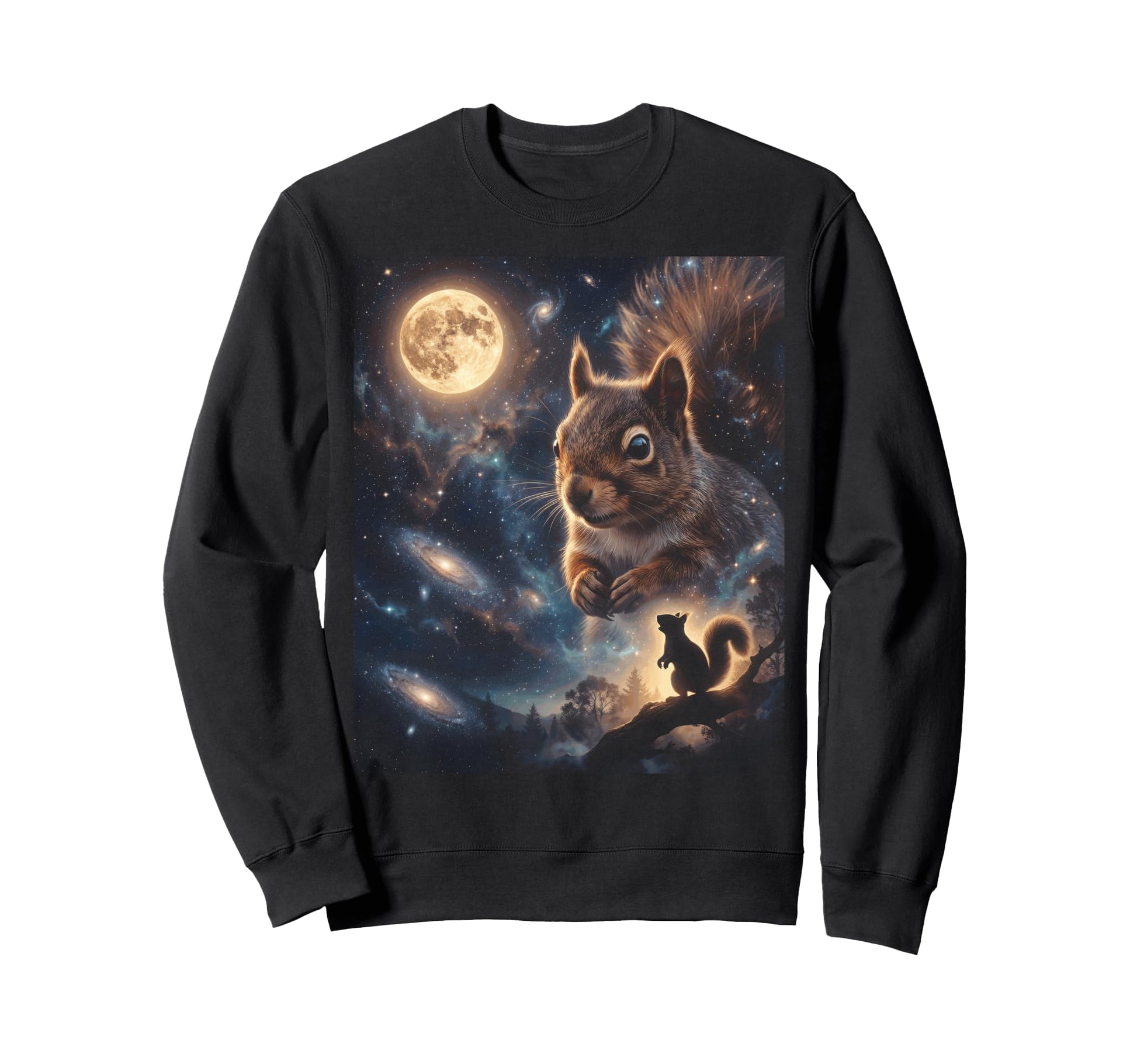 Howling Squirrel Full Moon Starry Sweatshirt - Minimalist Print for Adults - T-Shirt, Sweatshirt, Hoodie