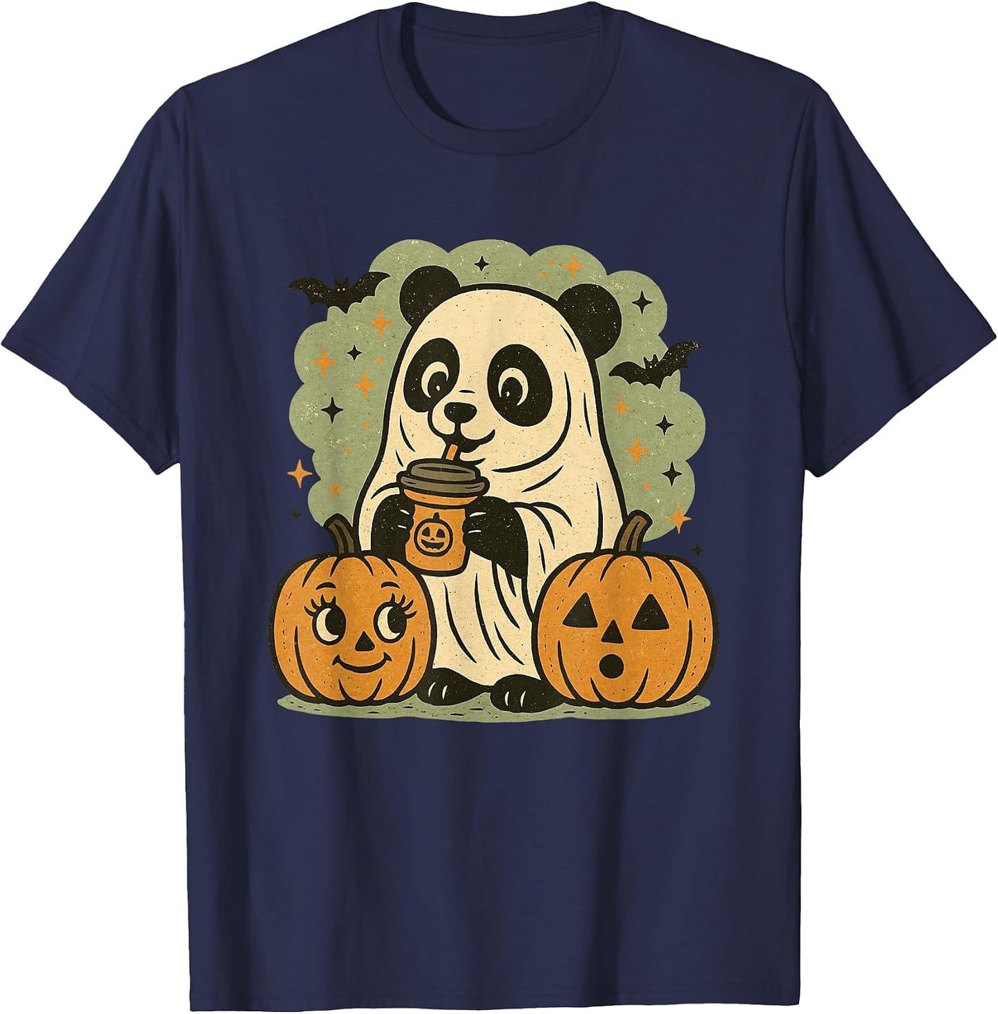 Women Kids Ghost Panda Merch Cute Trick or Treat - Adult & Kids T-Shirts, Sweatshirts & Hoodies apparel design preview 1