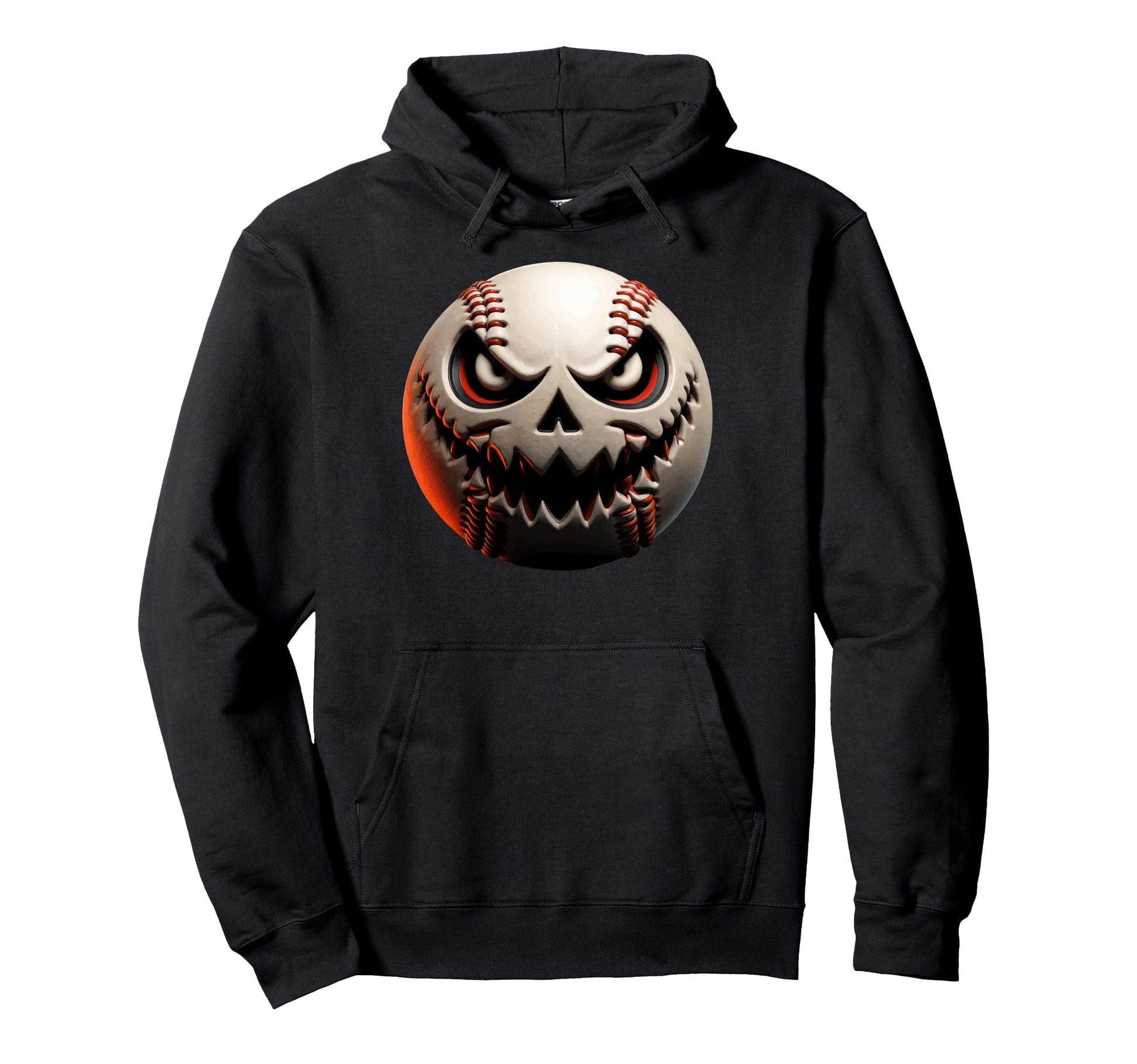 Spooky Baseball Ball Jack O Lantern Hoodie - Novelty Apparel for Adults - T-Shirt, Sweatshirt, Hoodie