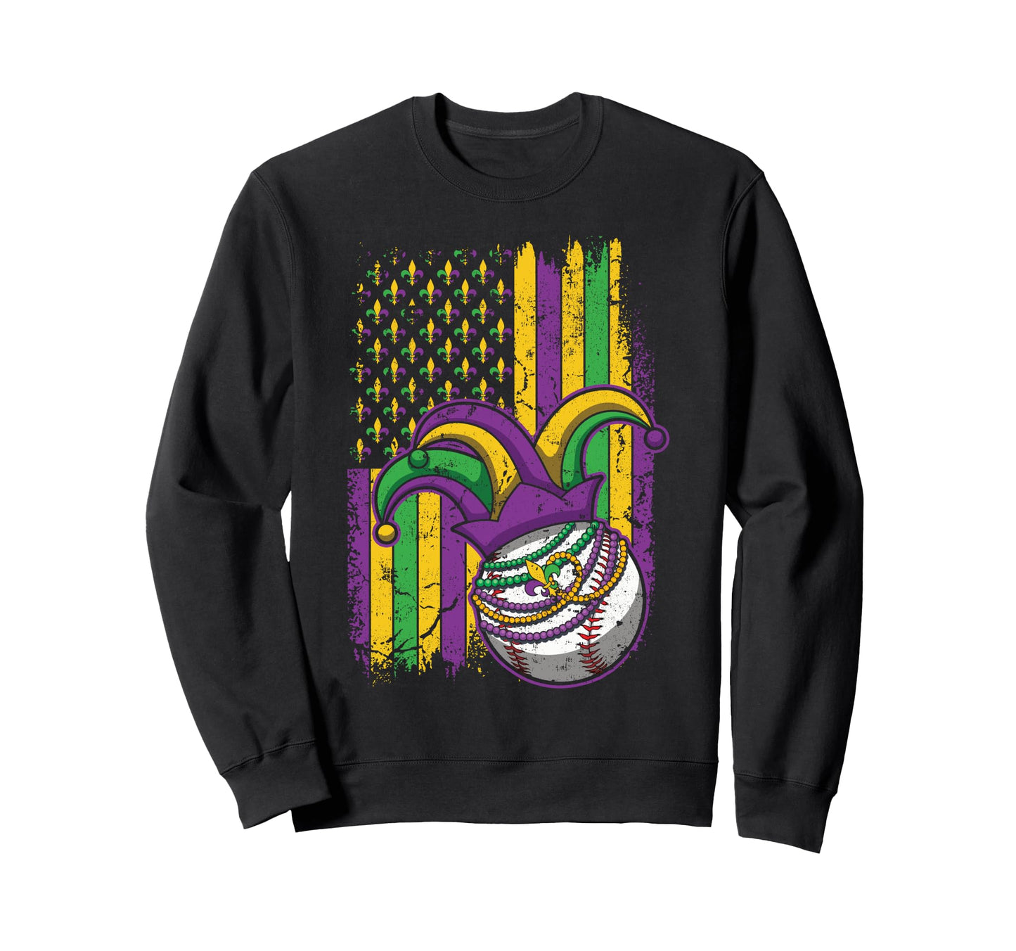 American Flag Baseball Beads Mardi Sweatshirt - Custom Art Print Men Women - T-Shirt, Sweatshirt, Hoodie