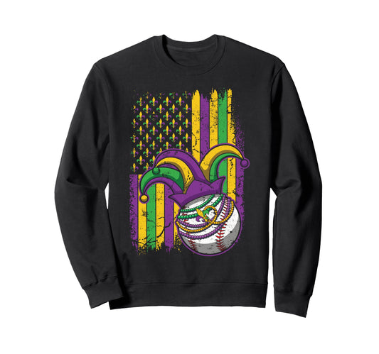 American Flag Baseball Beads Mardi Sweatshirt - Custom Art Print Men Women - T-Shirt, Sweatshirt, Hoodie
