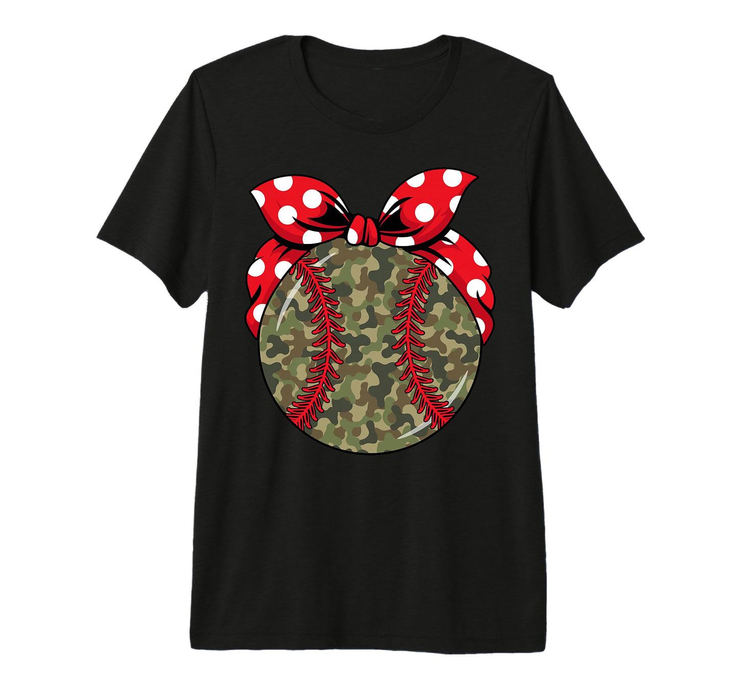 Baseball Camo Bow Softball Checkered Red Sweatshirt - Graphic Print Unisex - T-Shirt, Sweatshirt, Hoodie