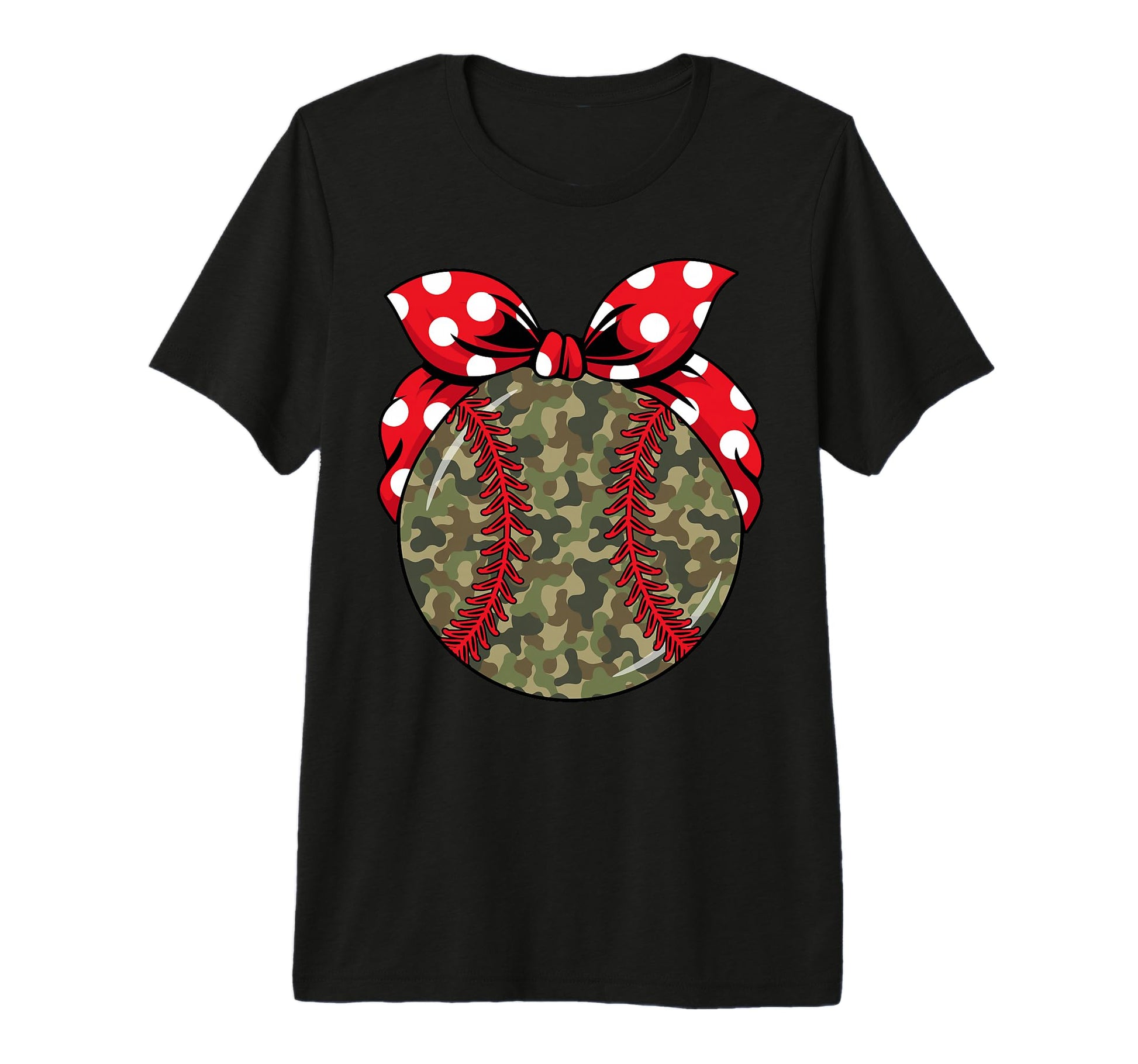 Baseball Camo Bow Softball Checkered Red Sweatshirt - Graphic Print Unisex - T-Shirt, Sweatshirt, Hoodie