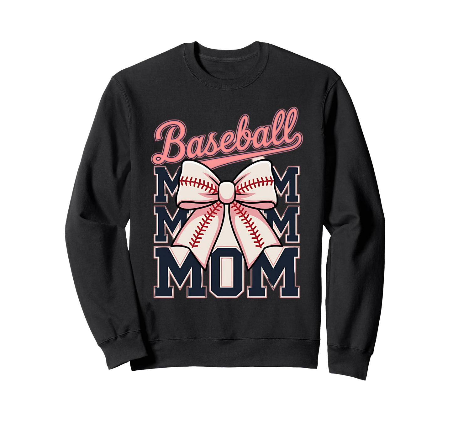 Baseball Mom Coquette Bow Sweatshirt - Casual Everyday Wear for Adults - T-Shirt, Sweatshirt, Hoodie