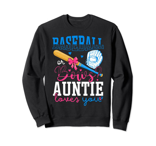 Baseball And Bows Auntie Loves You Sweatshirt - Minimalist Print Men Women - T-Shirt, Sweatshirt, Hoodie