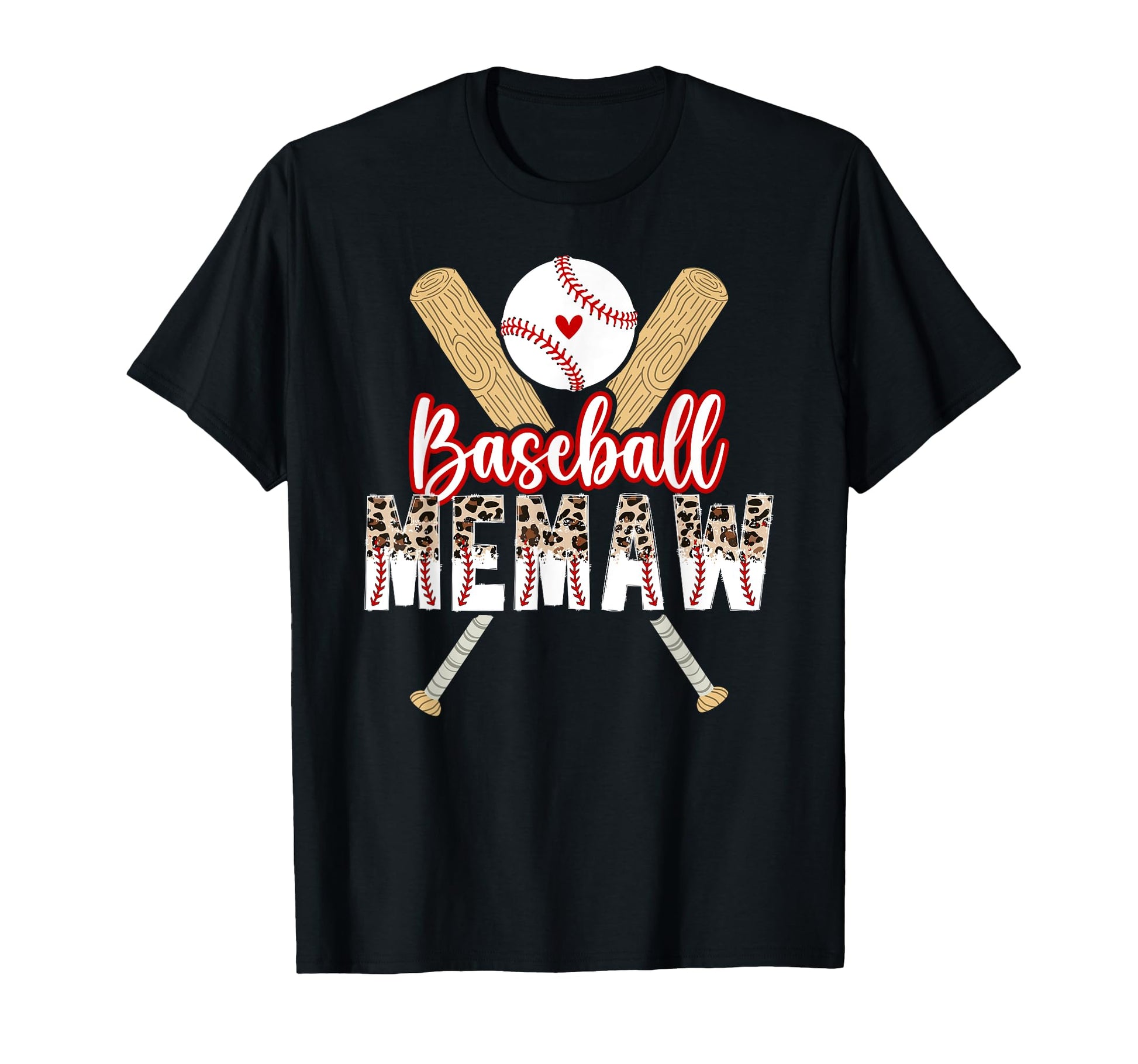 Baseball Memaw Leopard Memaw T-Shirt - Fun Novelty Design for Adults - T-Shirt, Sweatshirt, Hoodie