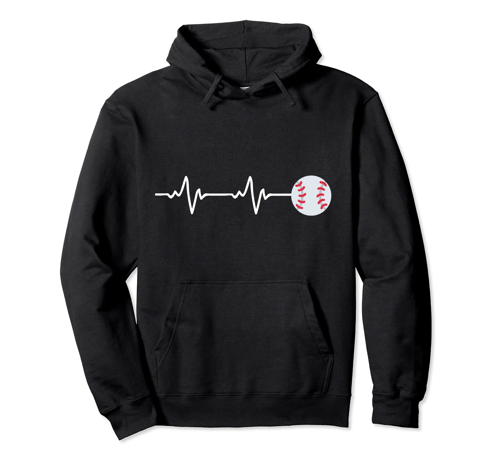Baseball Heartbeat Hoodie - Minimalist Print for Adults - T-Shirt, Sweatshirt, Hoodie