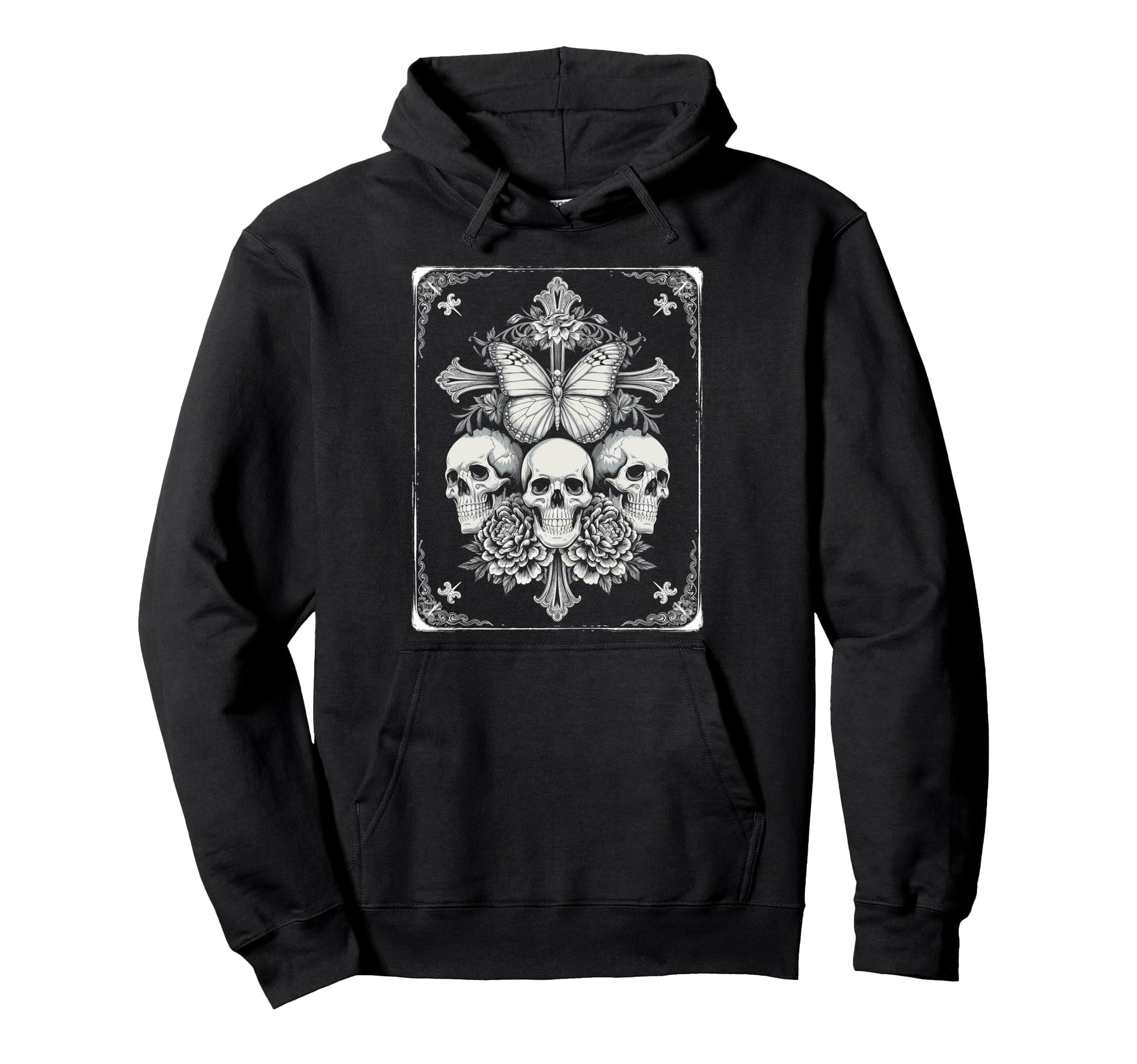 Y2K Grunge Aesthetic Alt Goth Skull Cross Hoodie - Trendy Graphic Unisex - T-Shirt, Sweatshirt, Hoodie