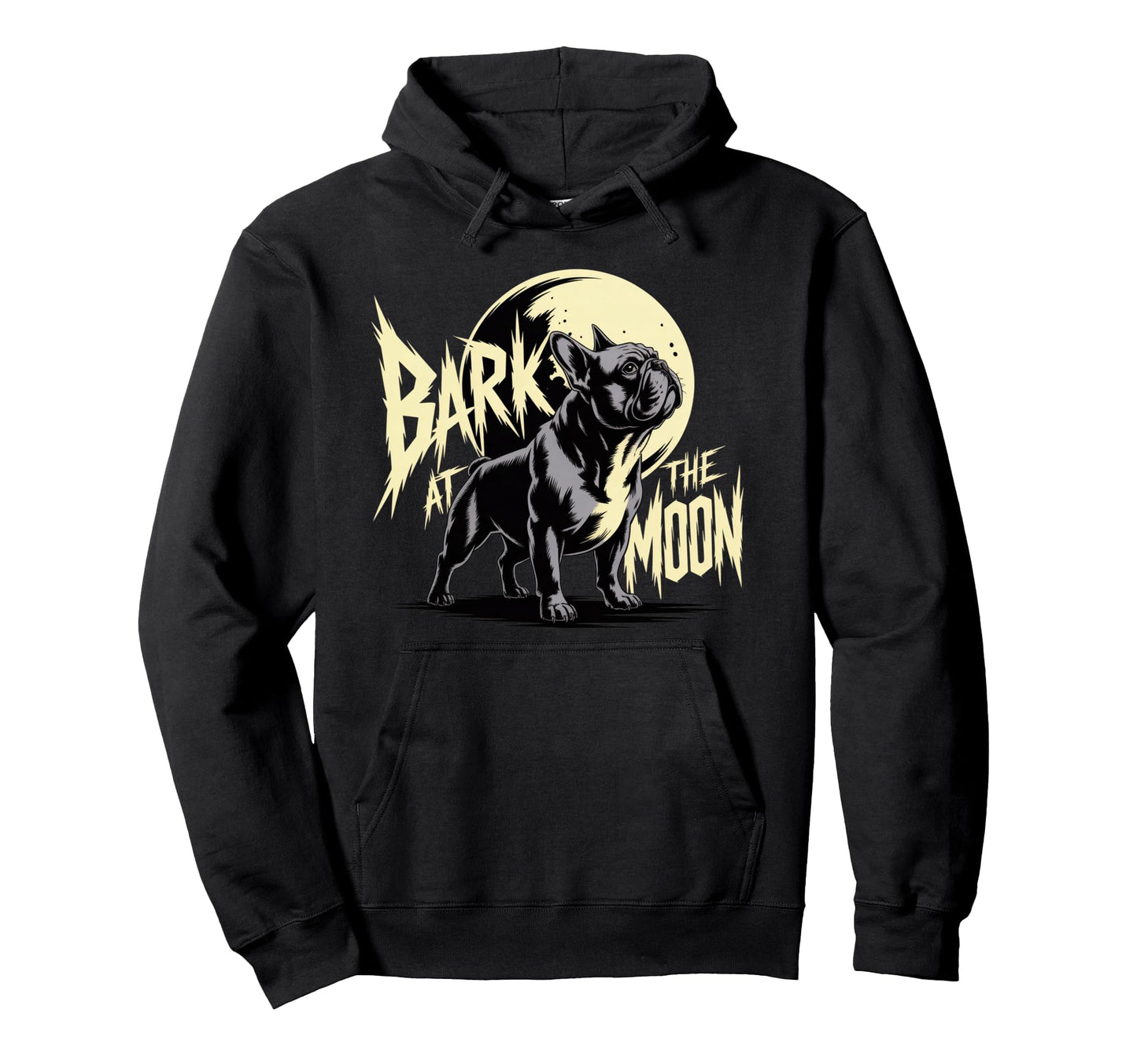 French Bulldog Bark Moon Comic Hoodie - Novelty Apparel for Adults - T-Shirt, Sweatshirt, Hoodie