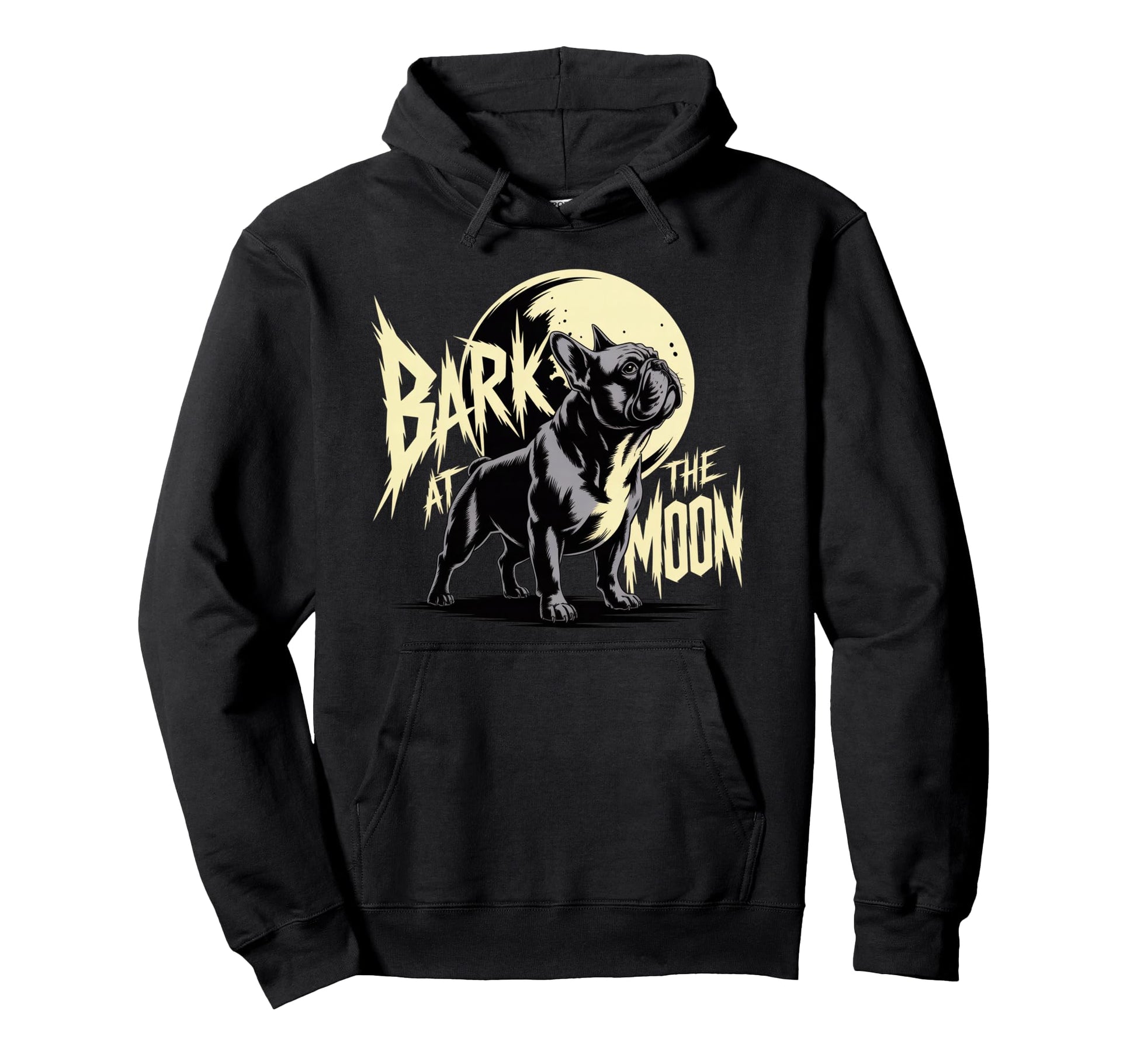 French Bulldog Bark Moon Comic Hoodie - Novelty Apparel for Adults - T-Shirt, Sweatshirt, Hoodie