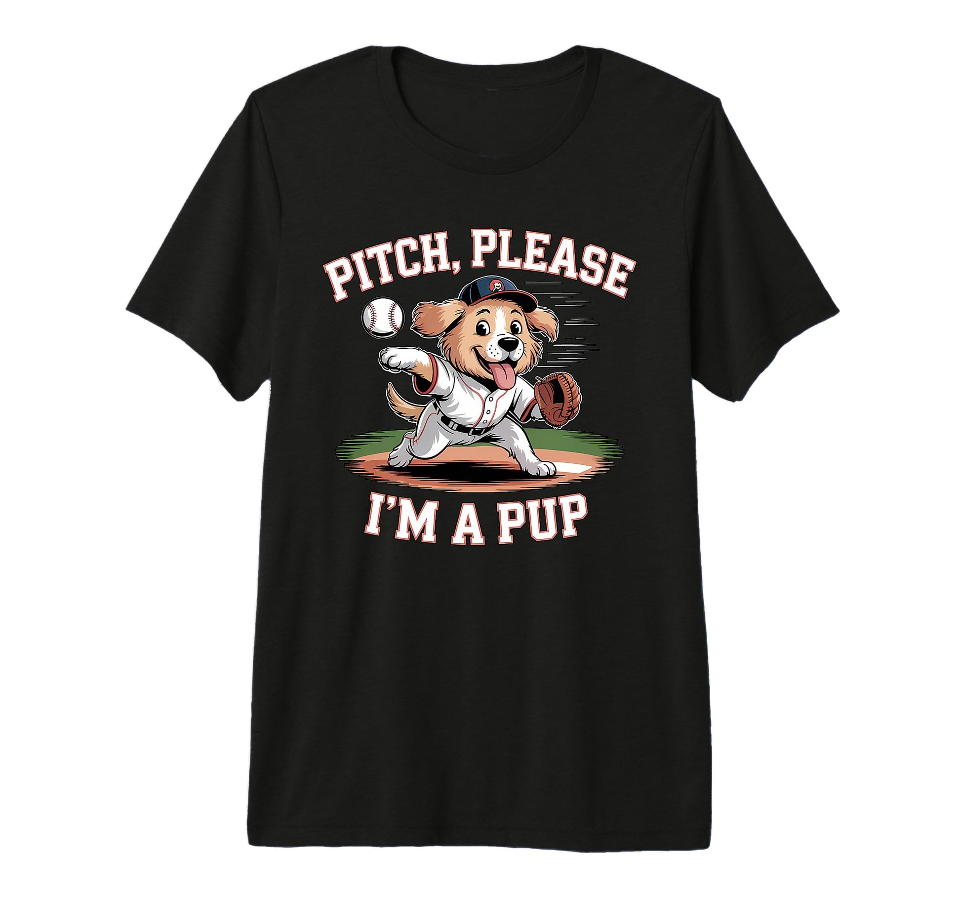 Pitch Please Im Pup Funny Baseball Dog T-Shirt - Aesthetic Graphic Unisex - T-Shirt, Sweatshirt, Hoodie