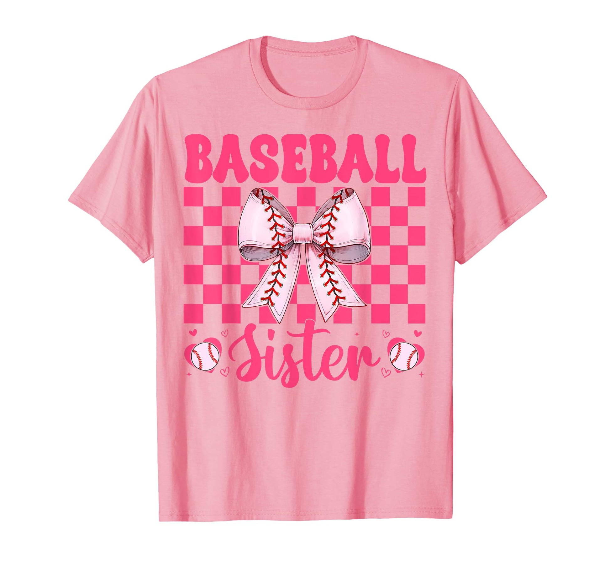Baseball Sister Baseball Coquette Bow T-Shirt - Graphic Print Men Women - T-Shirt, Sweatshirt, Hoodie